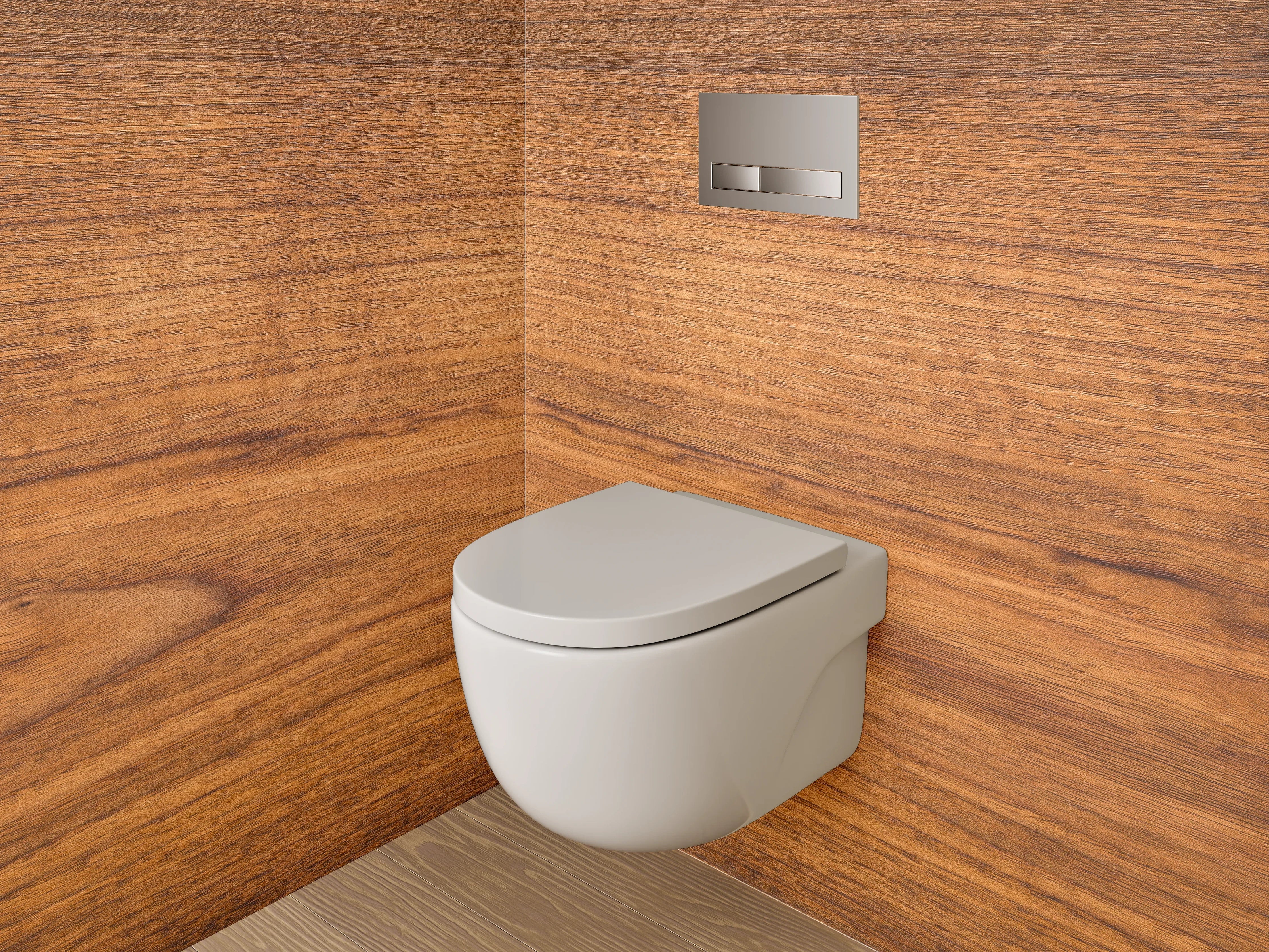 WC-Rückwand - Helles Holzbrett im natürlichen Look