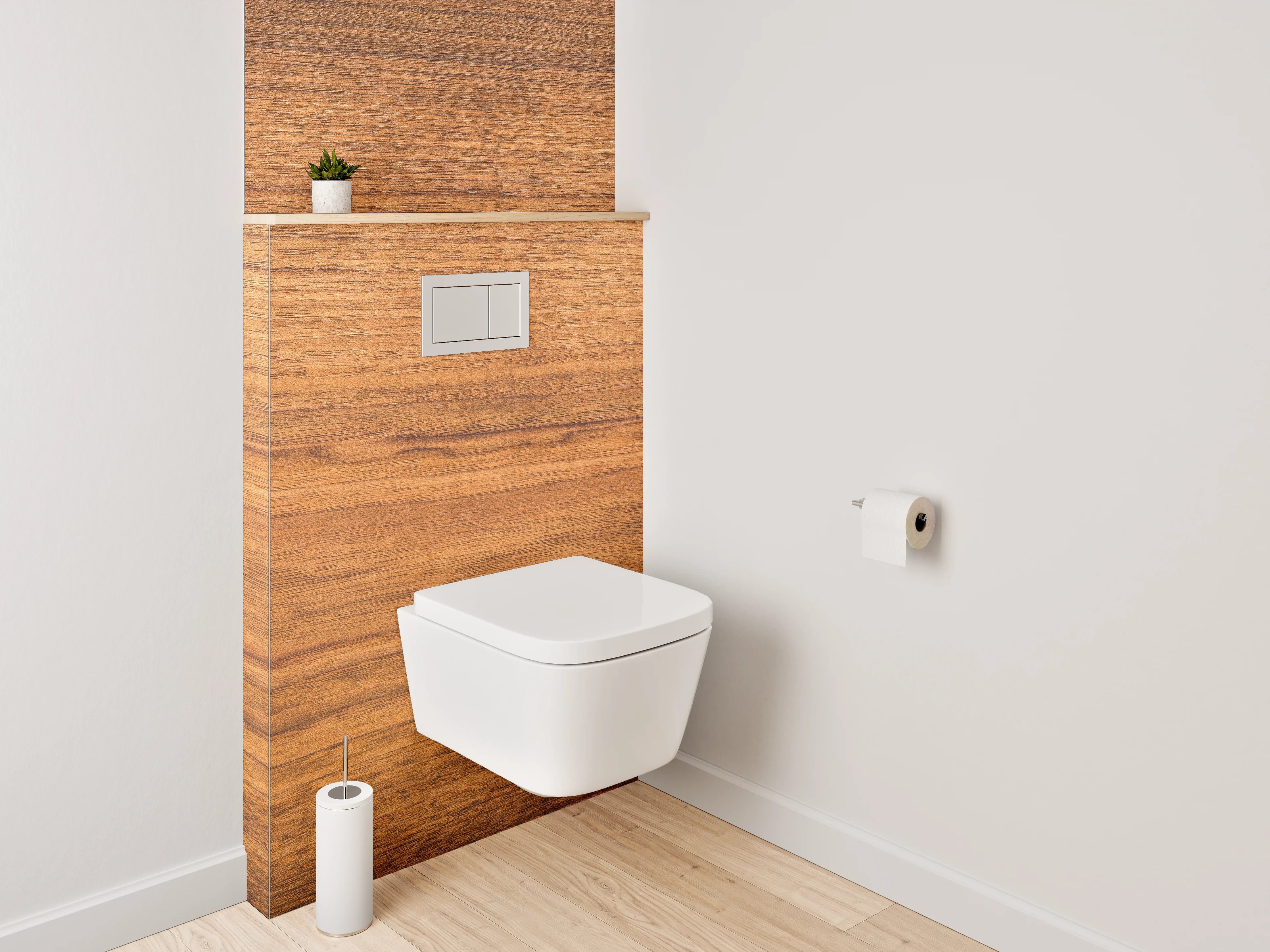 WC-Rückwand - Helles Holzbrett im natürlichen Look