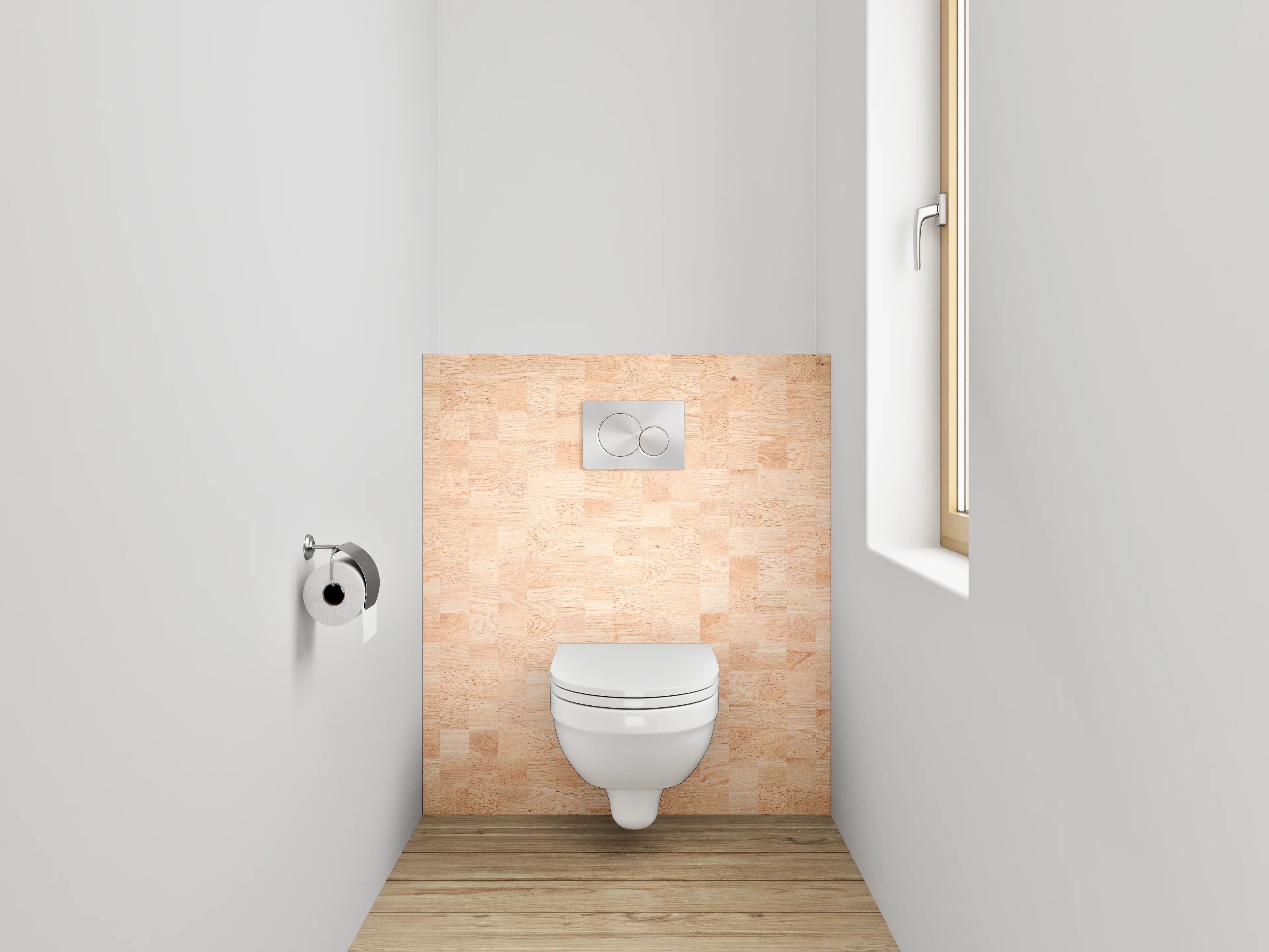 WC-Rückwand - Helles Holzdekor Parkettoptik