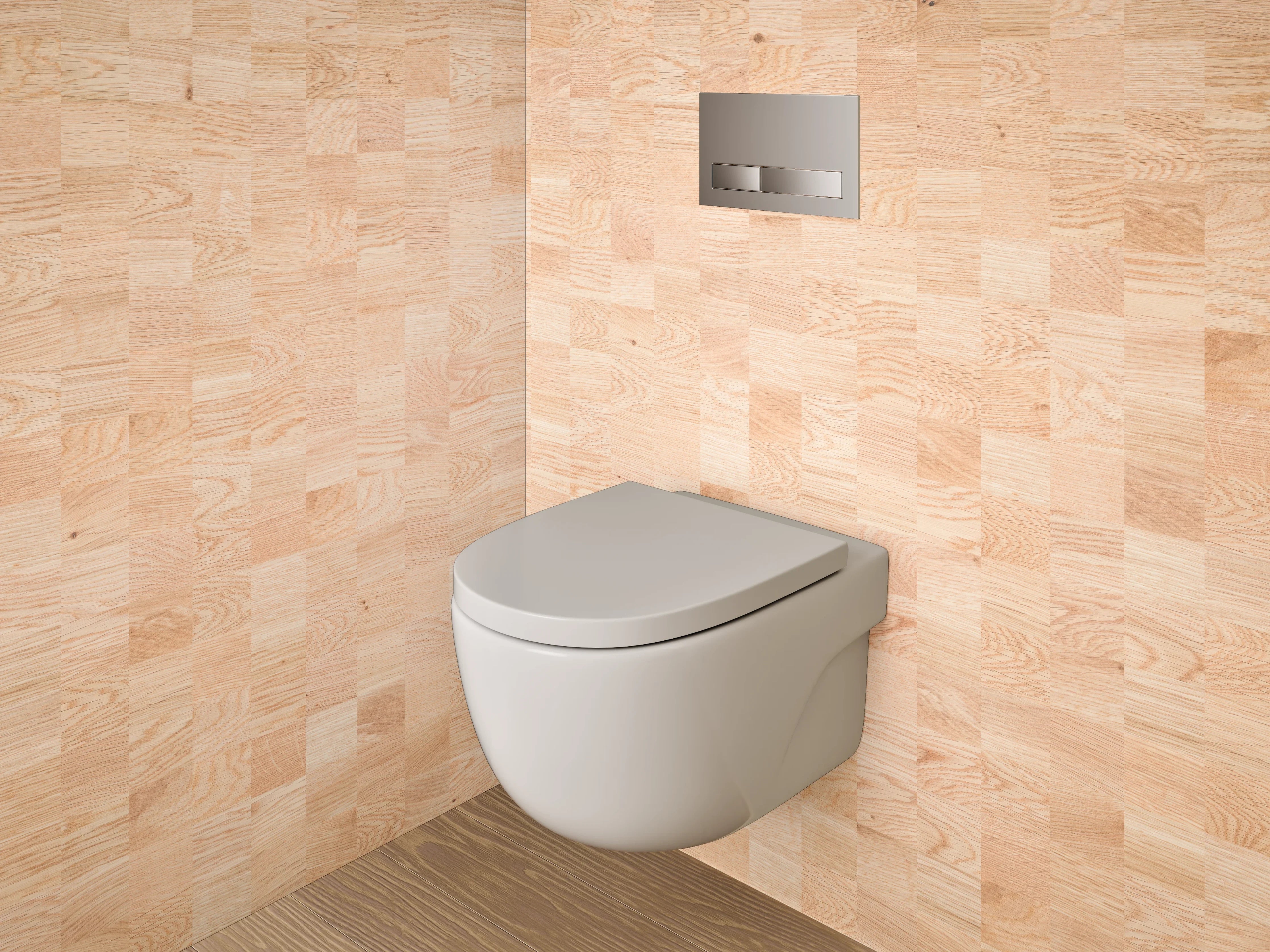 WC-Rückwand - Helles Holzdekor Parkettoptik