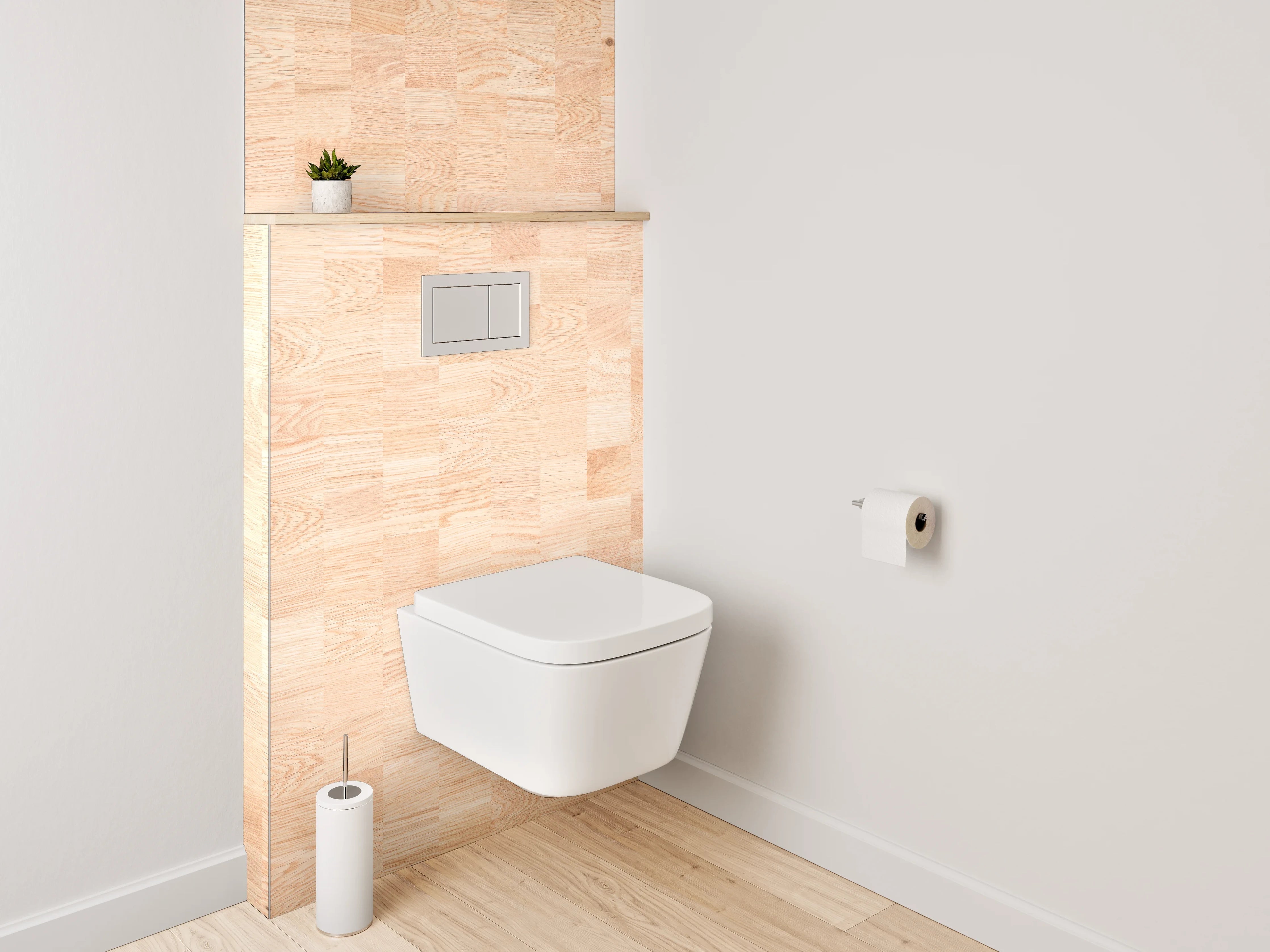 WC-Rückwand - Helles Holzdekor Parkettoptik