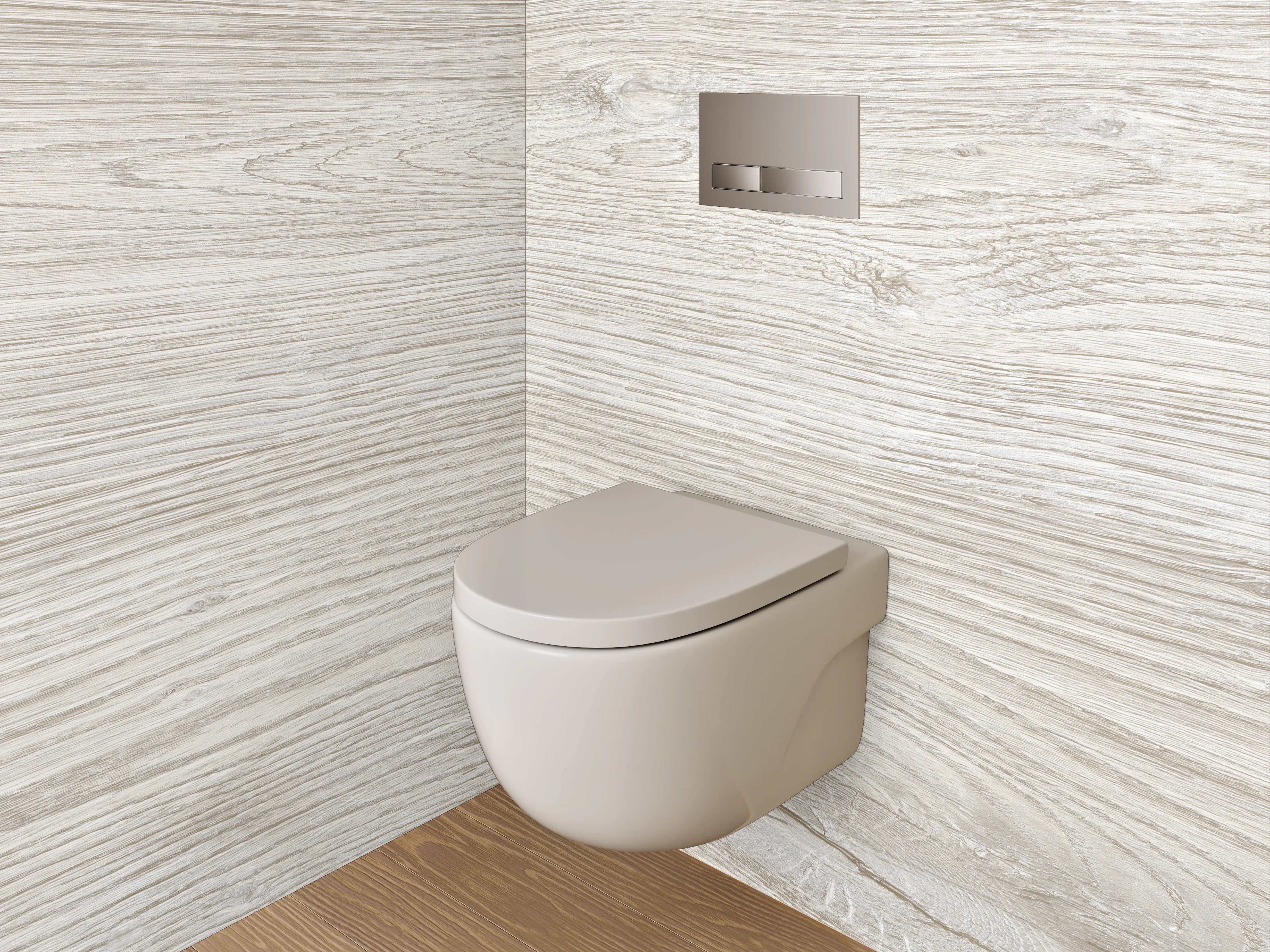 WC-Rückwand - Helles Holzdekor Weiß-Grau