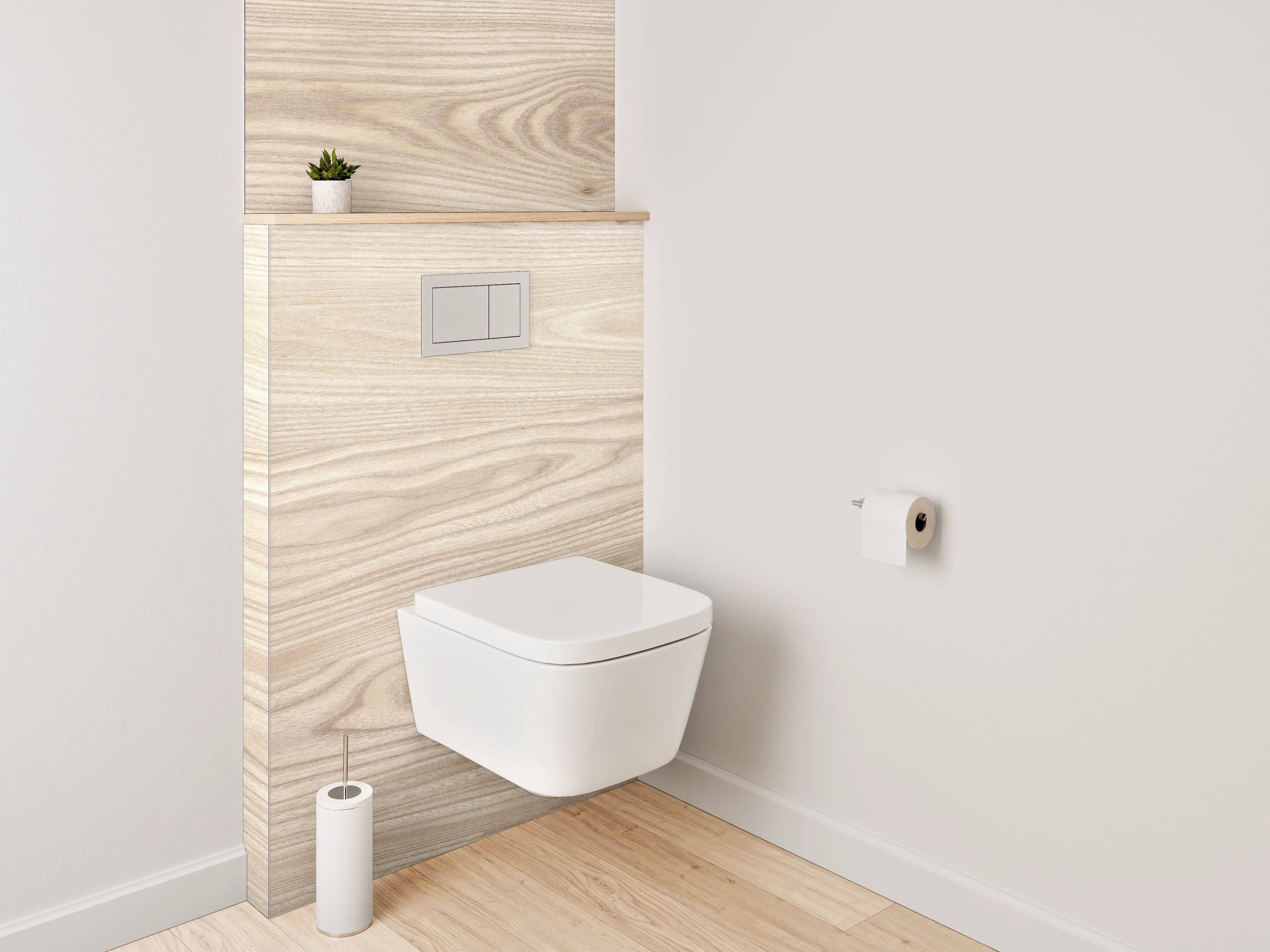 WC-Rückwand - Helles Holzdekor mit natürlicher Maserung