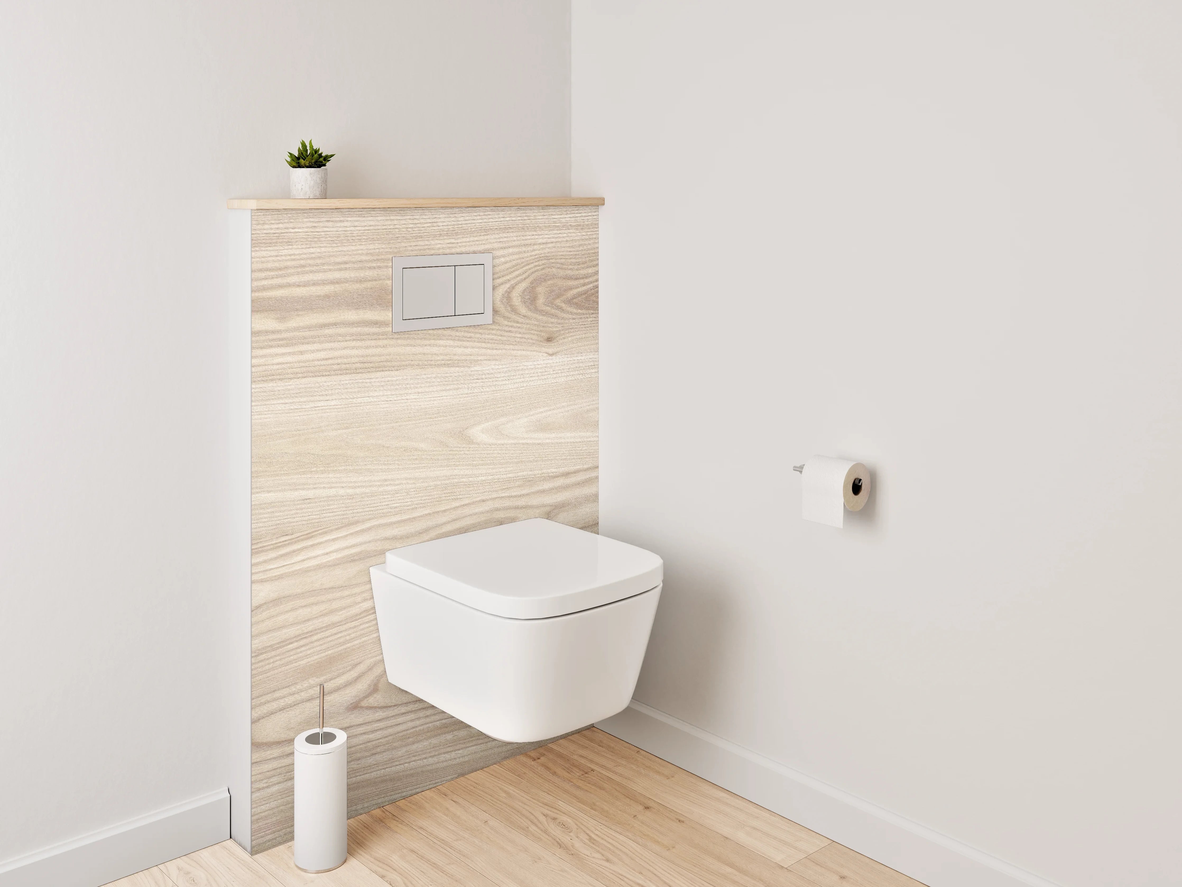 WC-Rückwand - Helles Holzdekor mit natürlicher Maserung