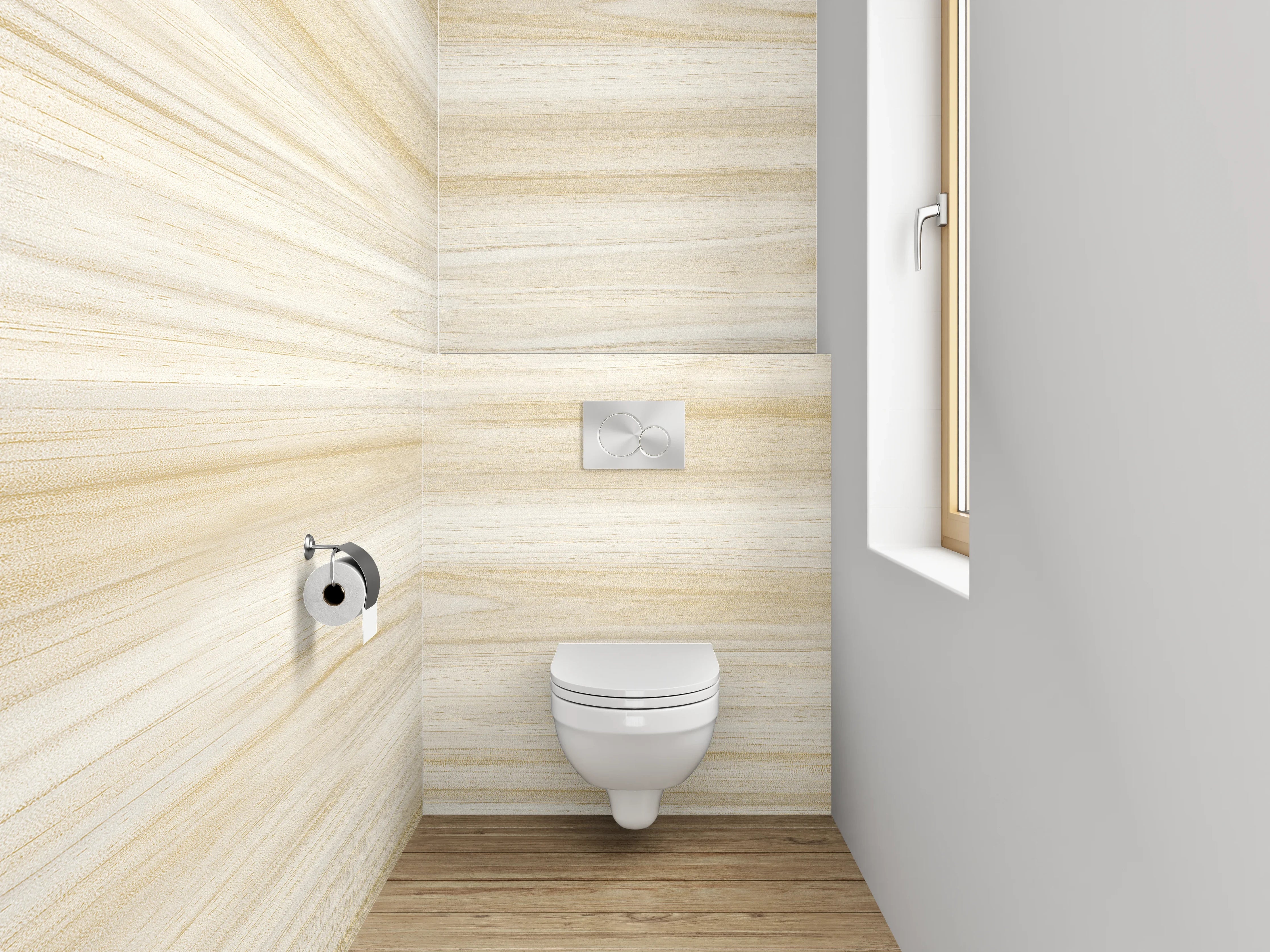WC-Rückwand - Helles Holzdekor natürlich