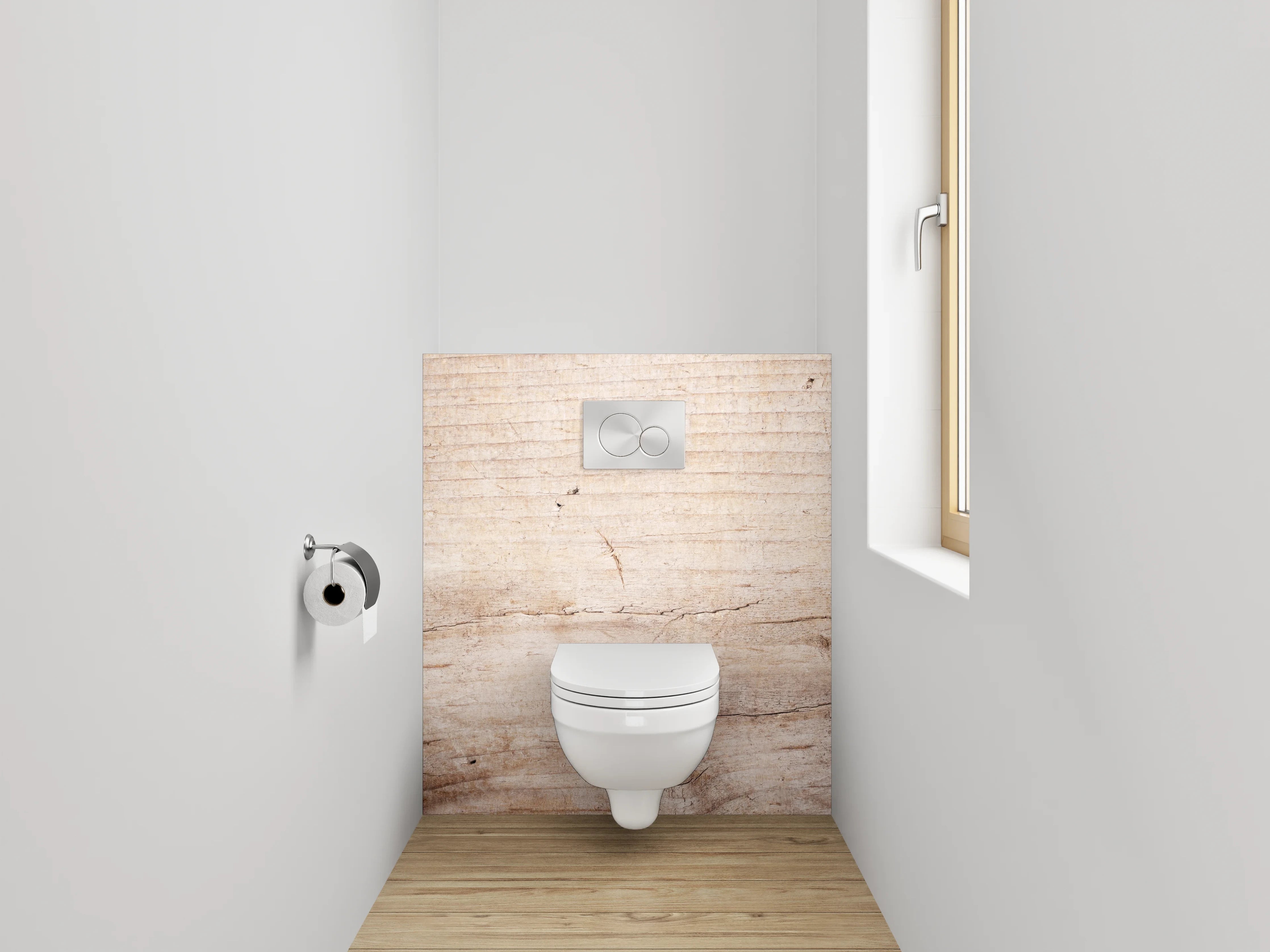 WC-Rückwand - Helles Holzmotiv – natürliche Eleganz