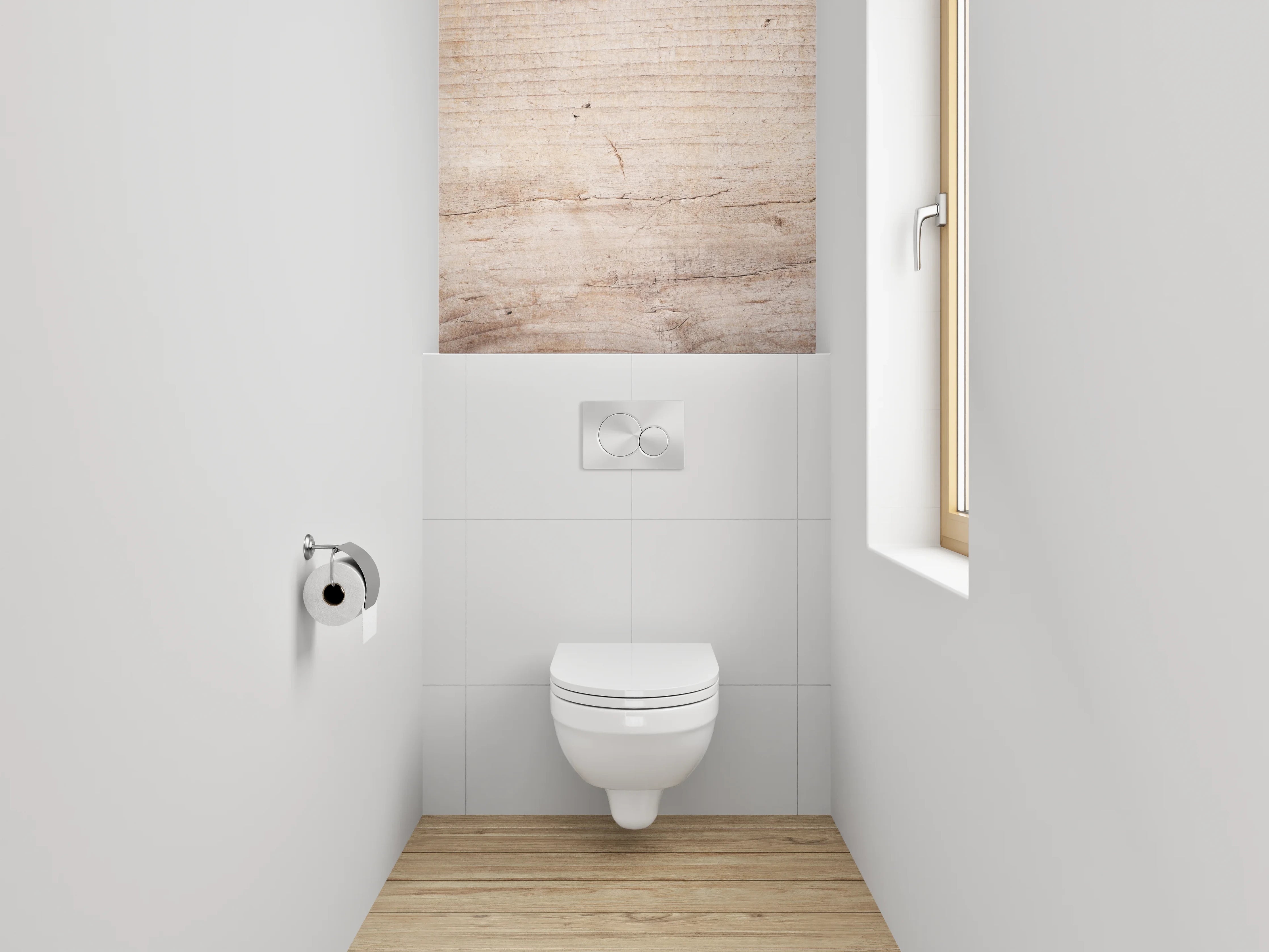 WC-Rückwand - Helles Holzmotiv – natürliche Eleganz