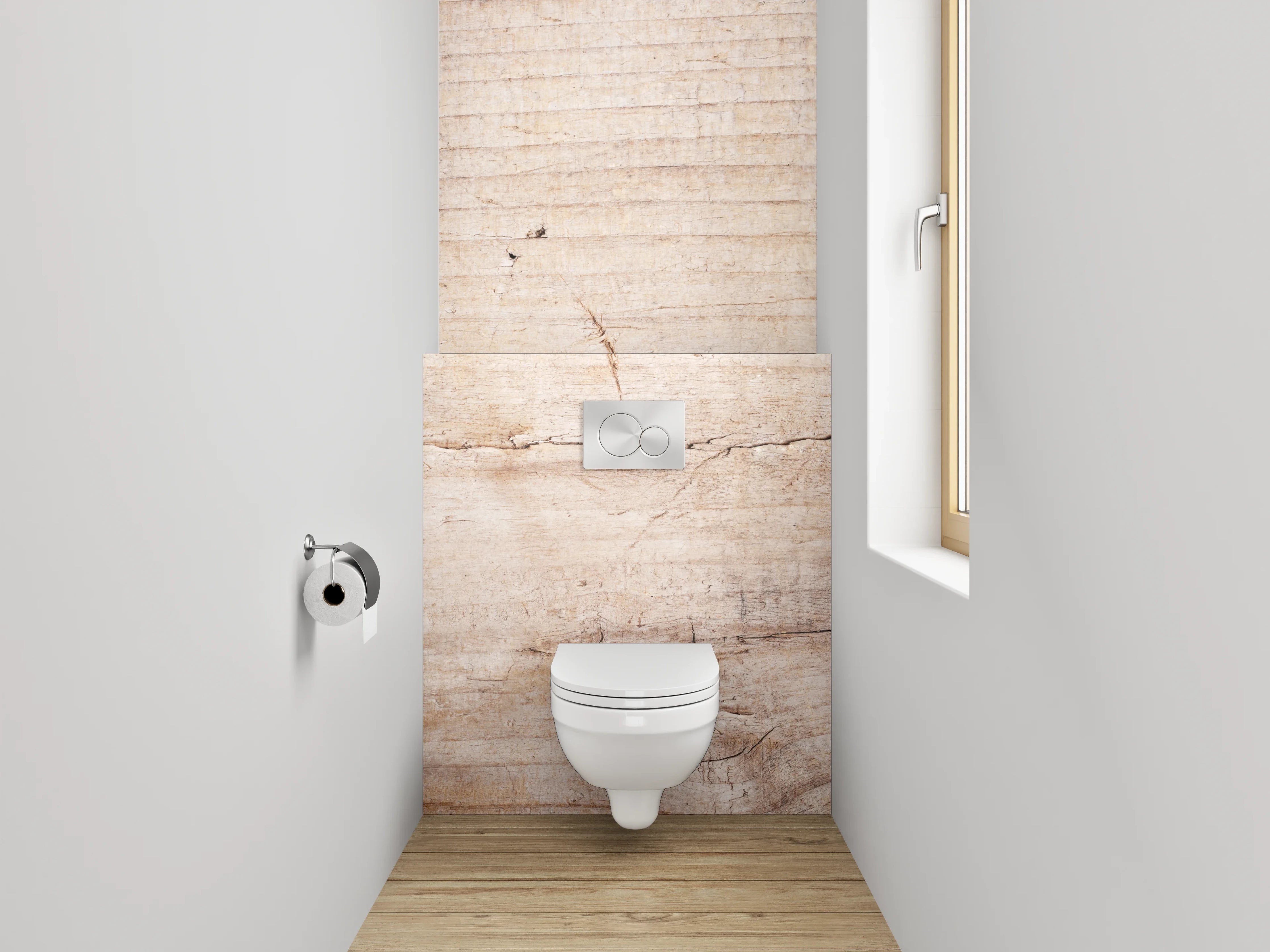 WC-Rückwand - Helles Holzmotiv – natürliche Eleganz