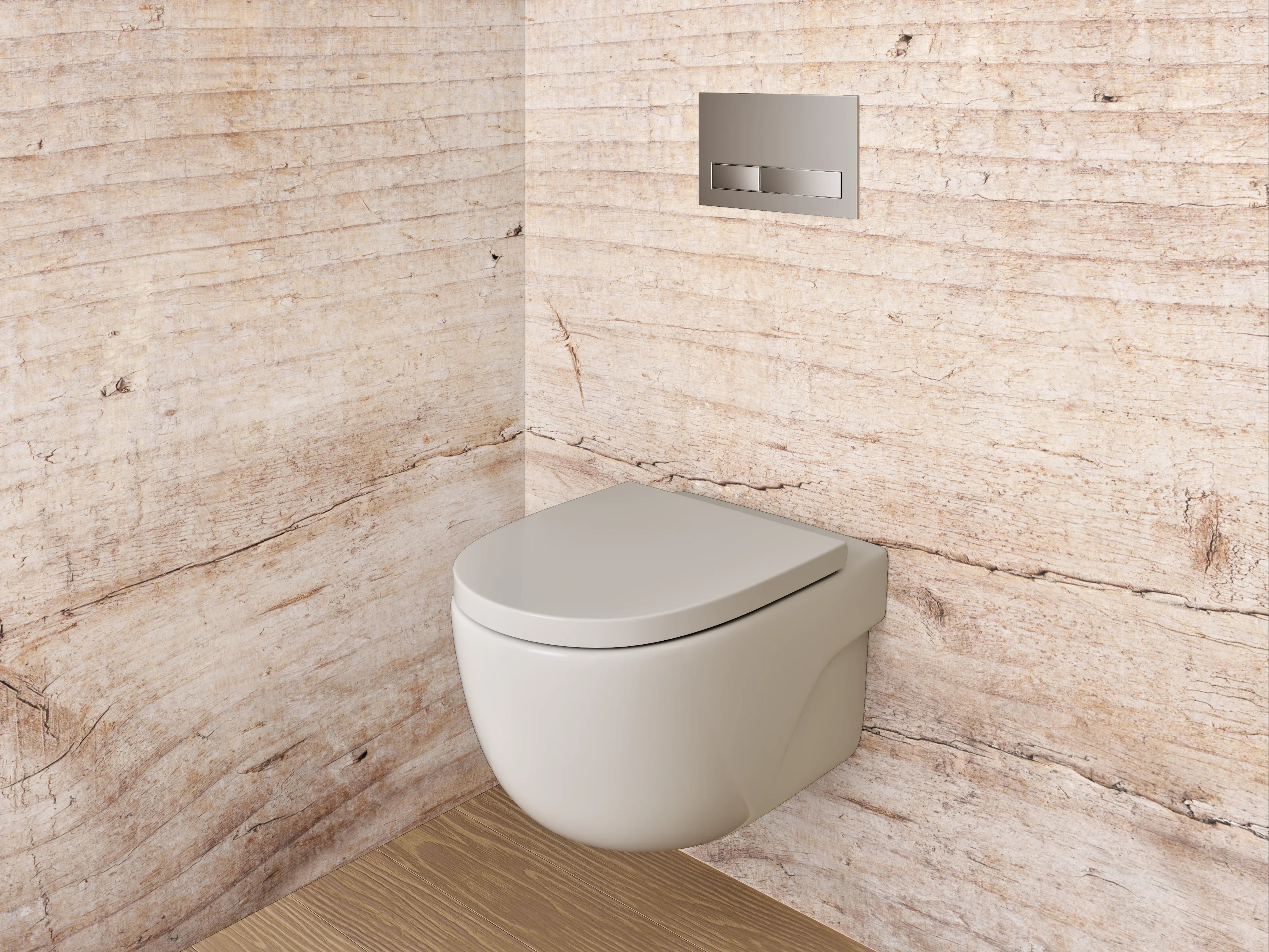 WC-Rückwand - Helles Holzmotiv – natürliche Eleganz
