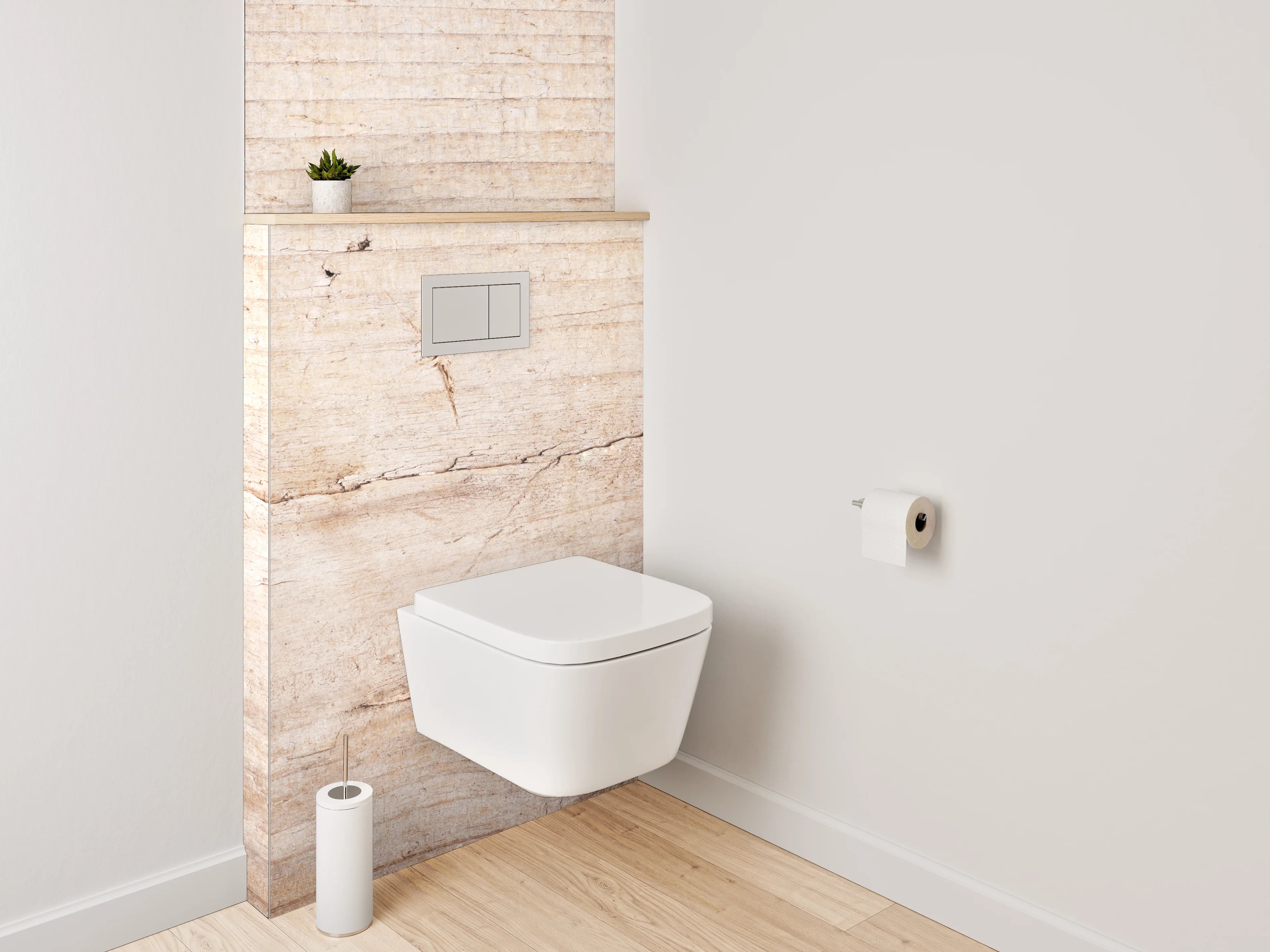 WC-Rückwand - Helles Holzmotiv – natürliche Eleganz
