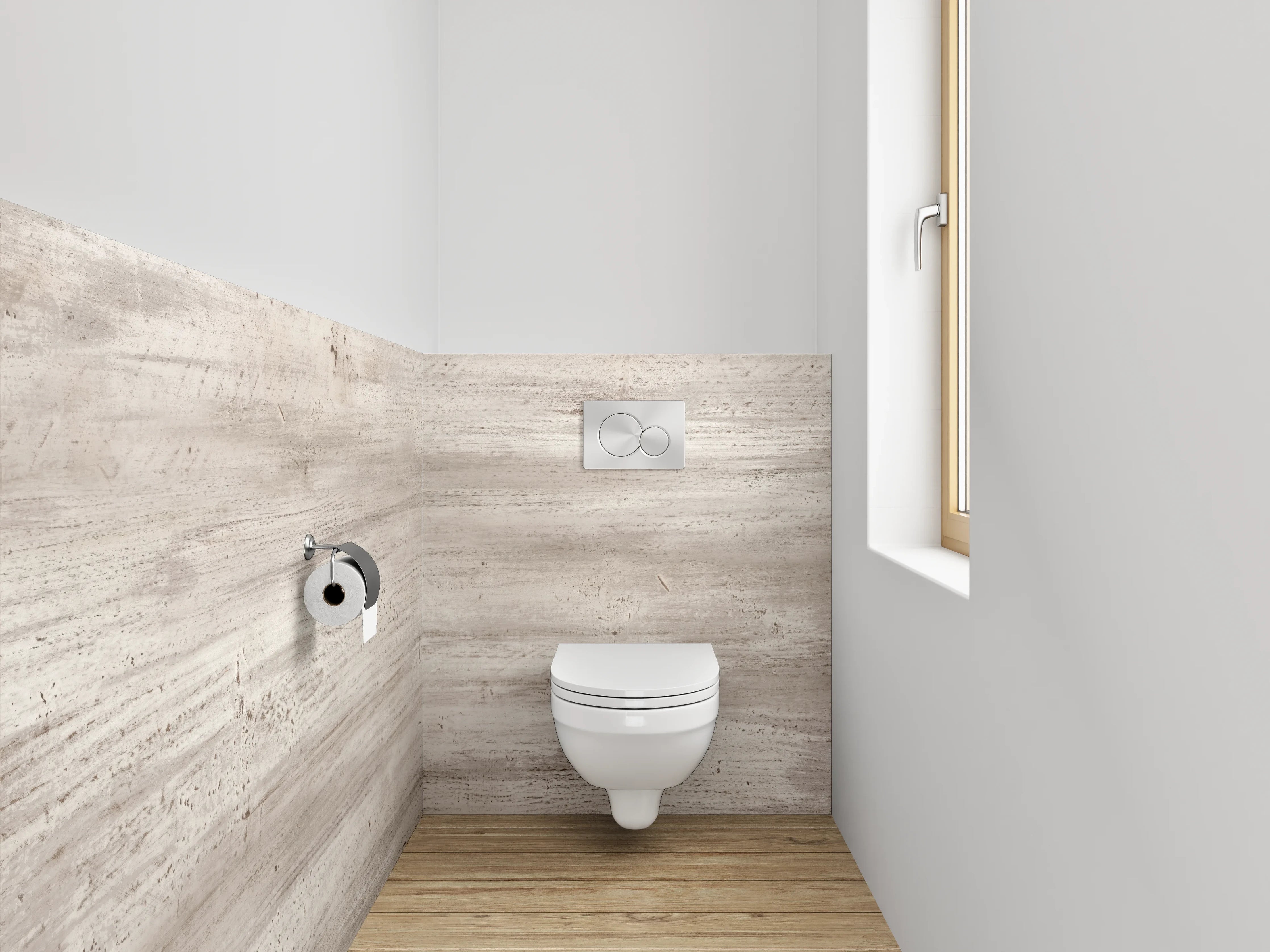 WC-Rückwand - Helles Holzmuster im Vintage-Stil