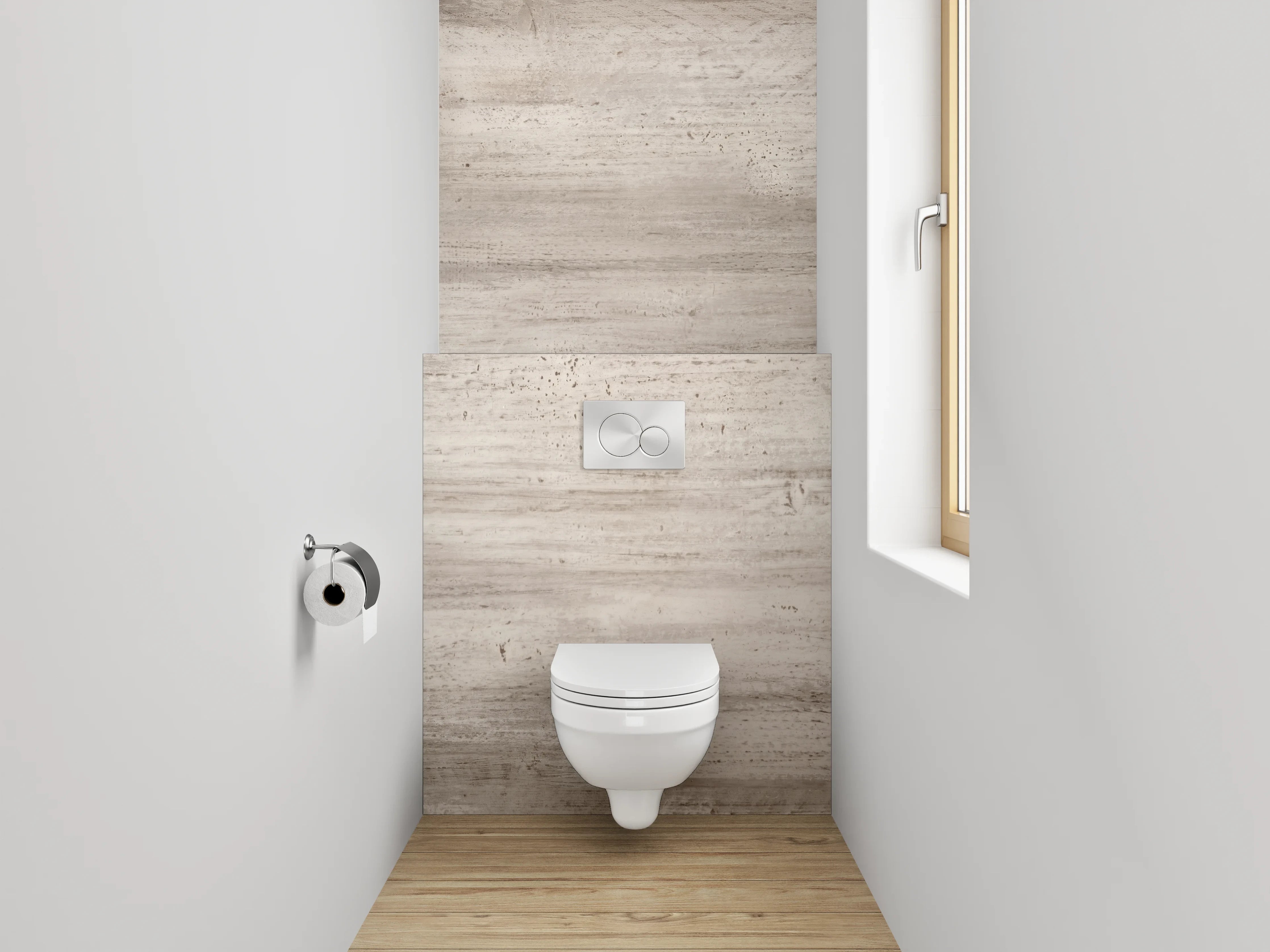 WC-Rückwand - Helles Holzmuster im Vintage-Stil