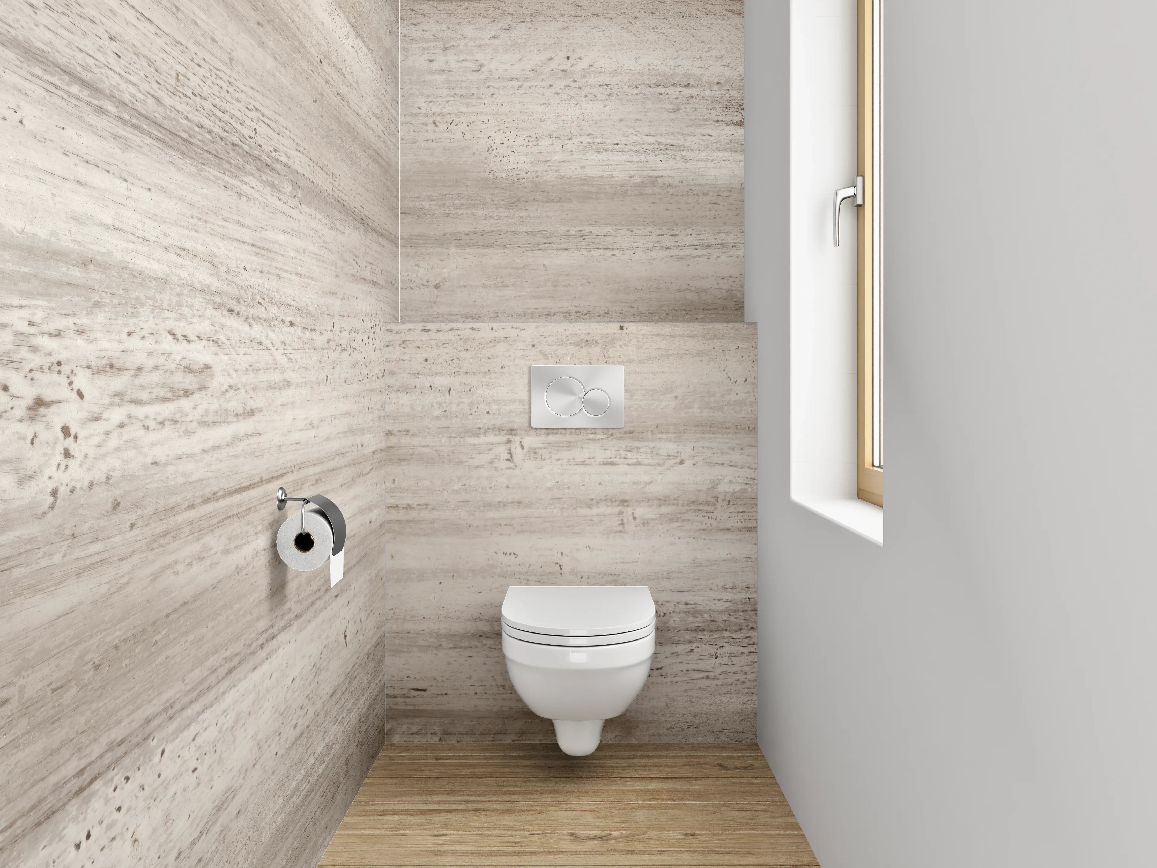 WC-Rückwand - Helles Holzmuster im Vintage-Stil