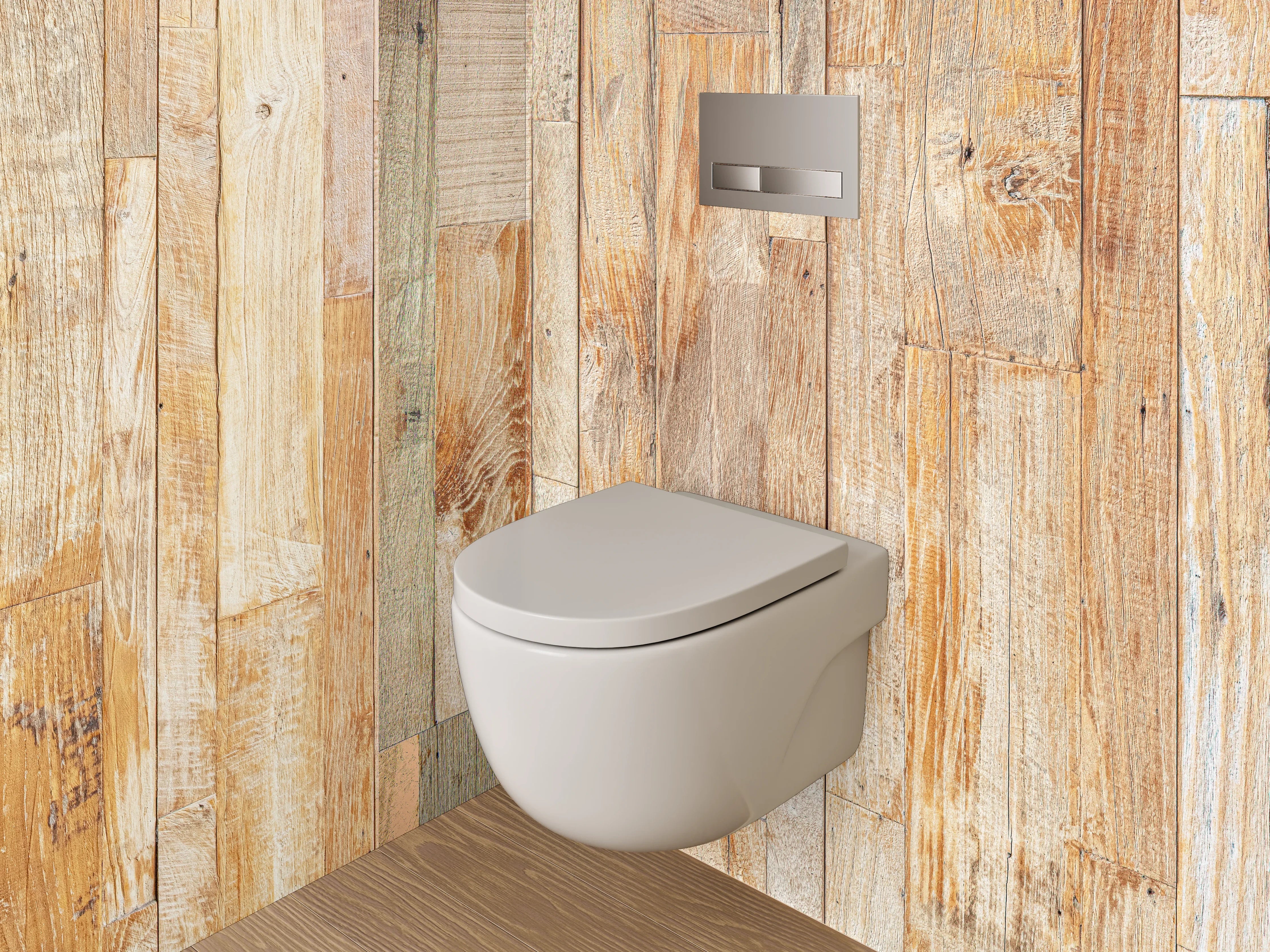 WC-Rückwand - Helles Holzparkett im natürlichen Design