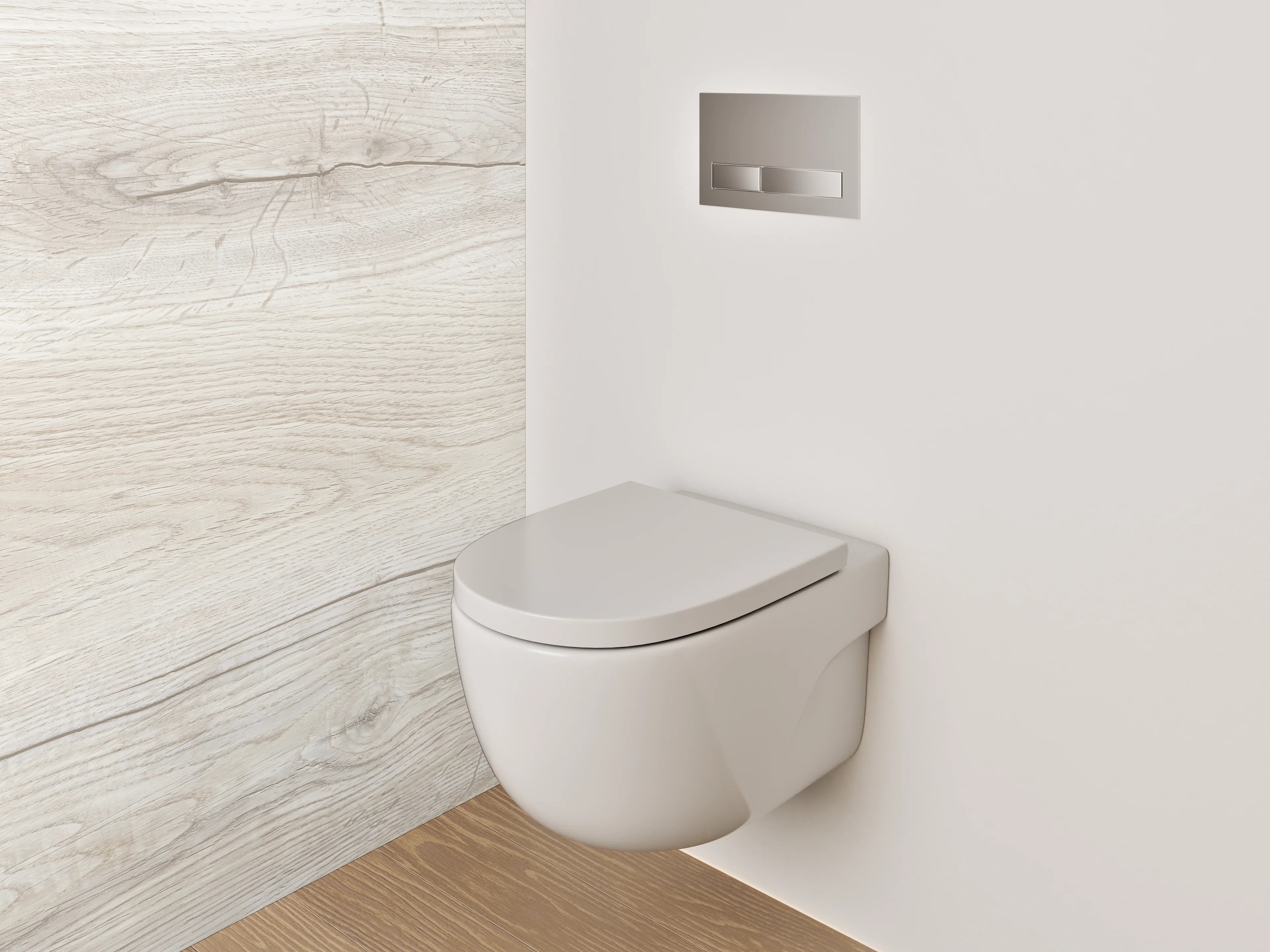 WC-Rückwand - Helles Holzparkett in hellem Ton