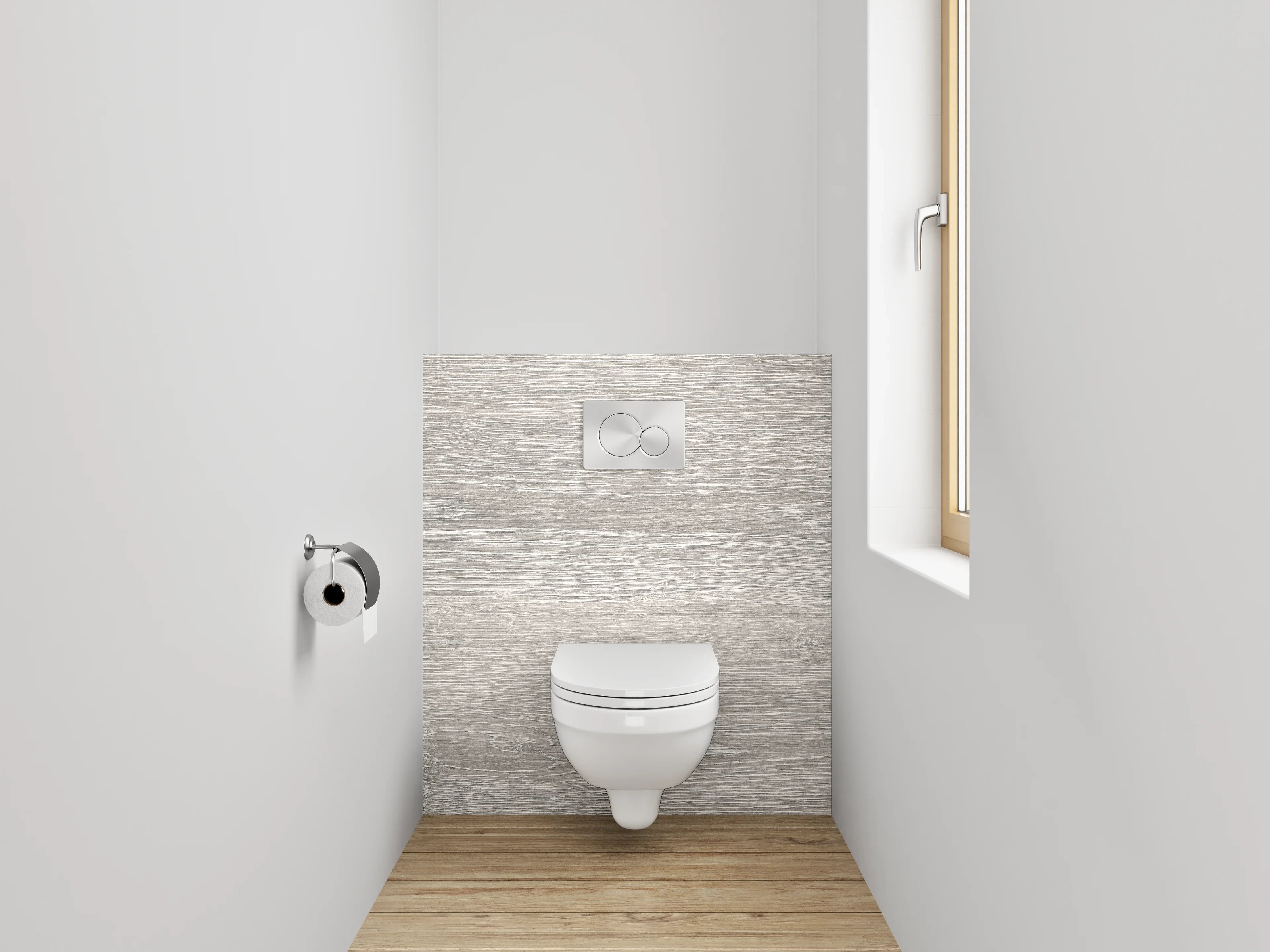 WC-Rückwand - Helles Holzparkett mit natürlicher Maserung