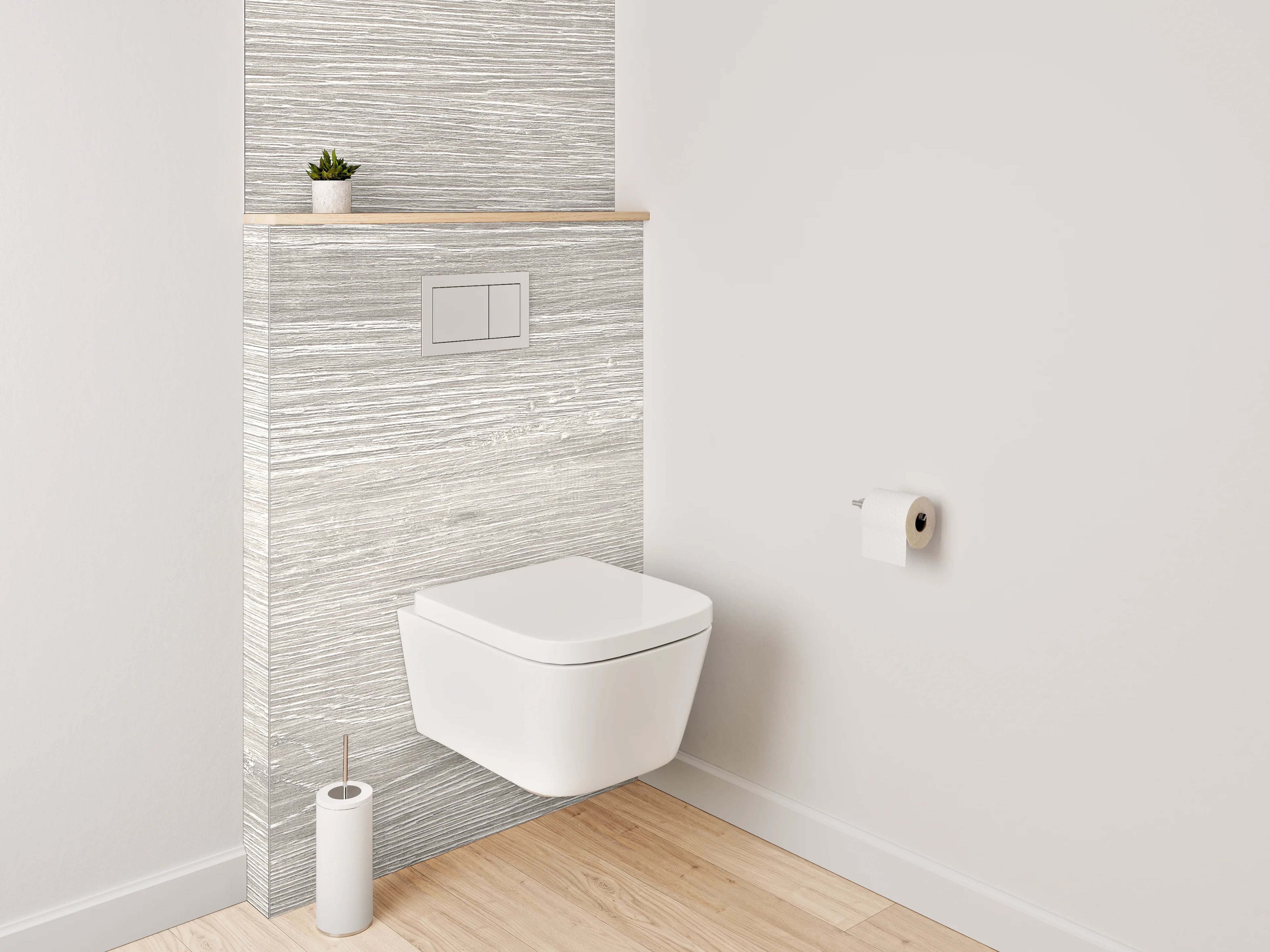 WC-Rückwand - Helles Holzparkett mit natürlicher Maserung