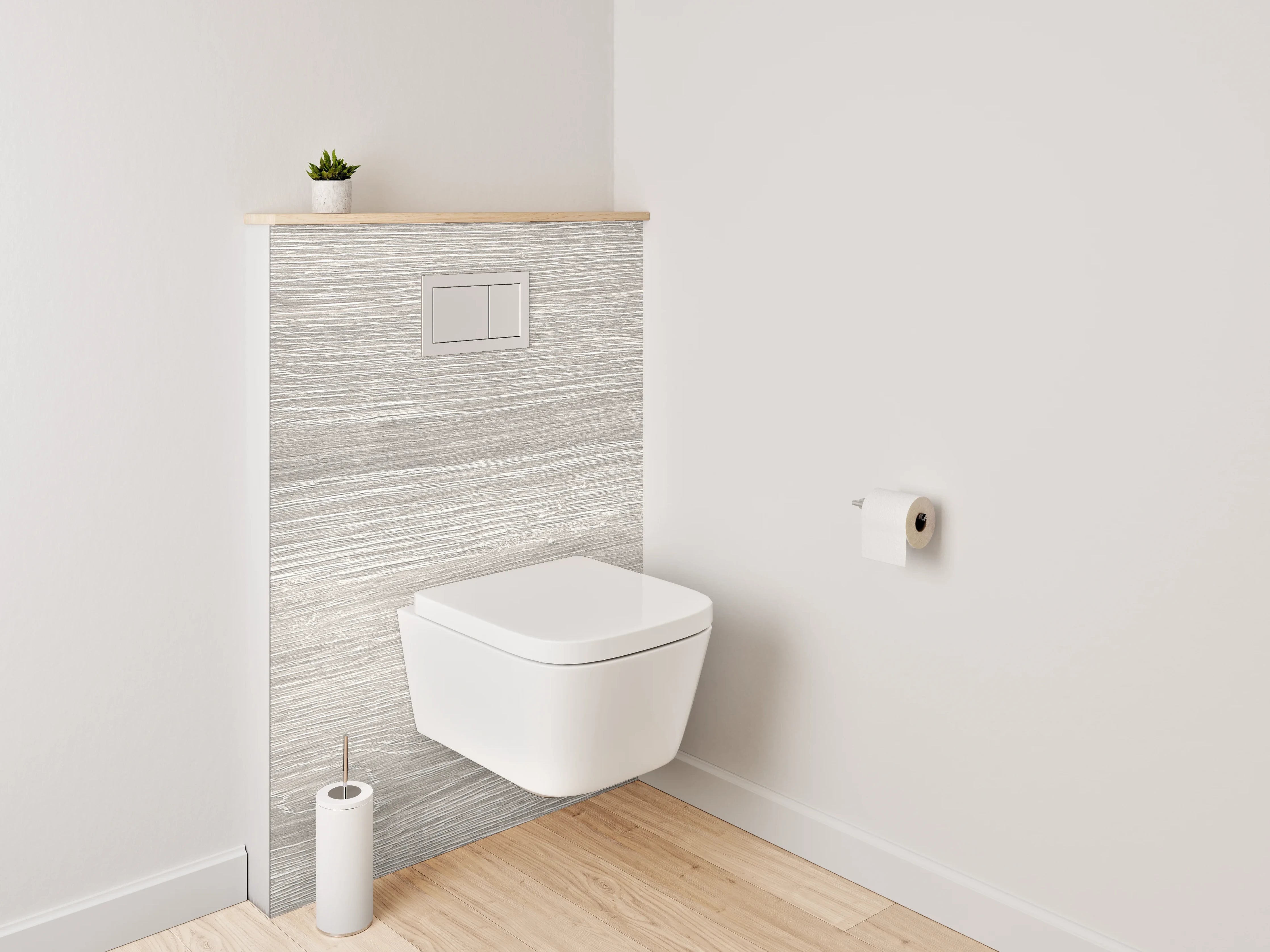 WC-Rückwand - Helles Holzparkett mit natürlicher Maserung