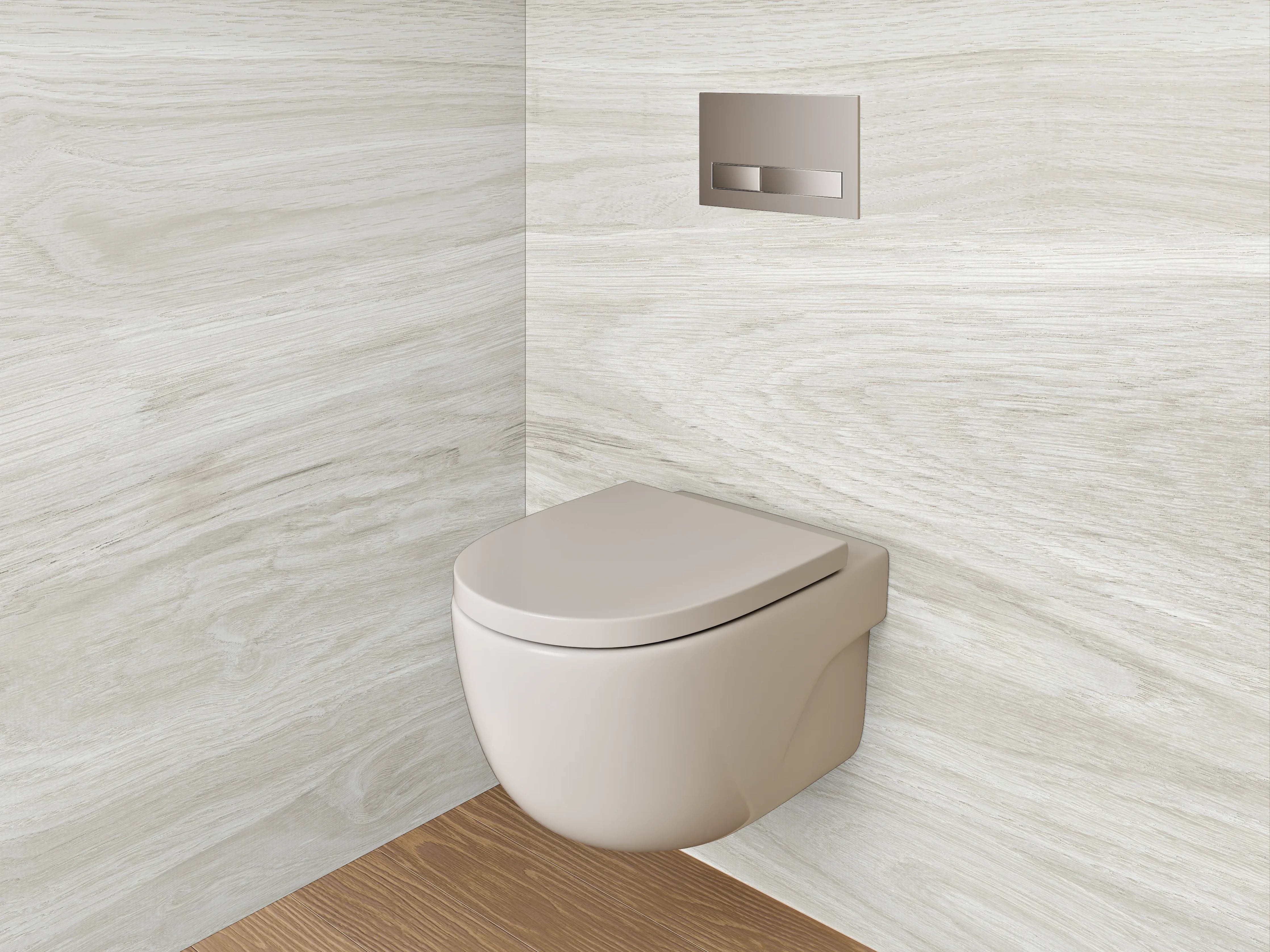 WC-Rückwand - Helles Holzparkett mit subtiler Maserung