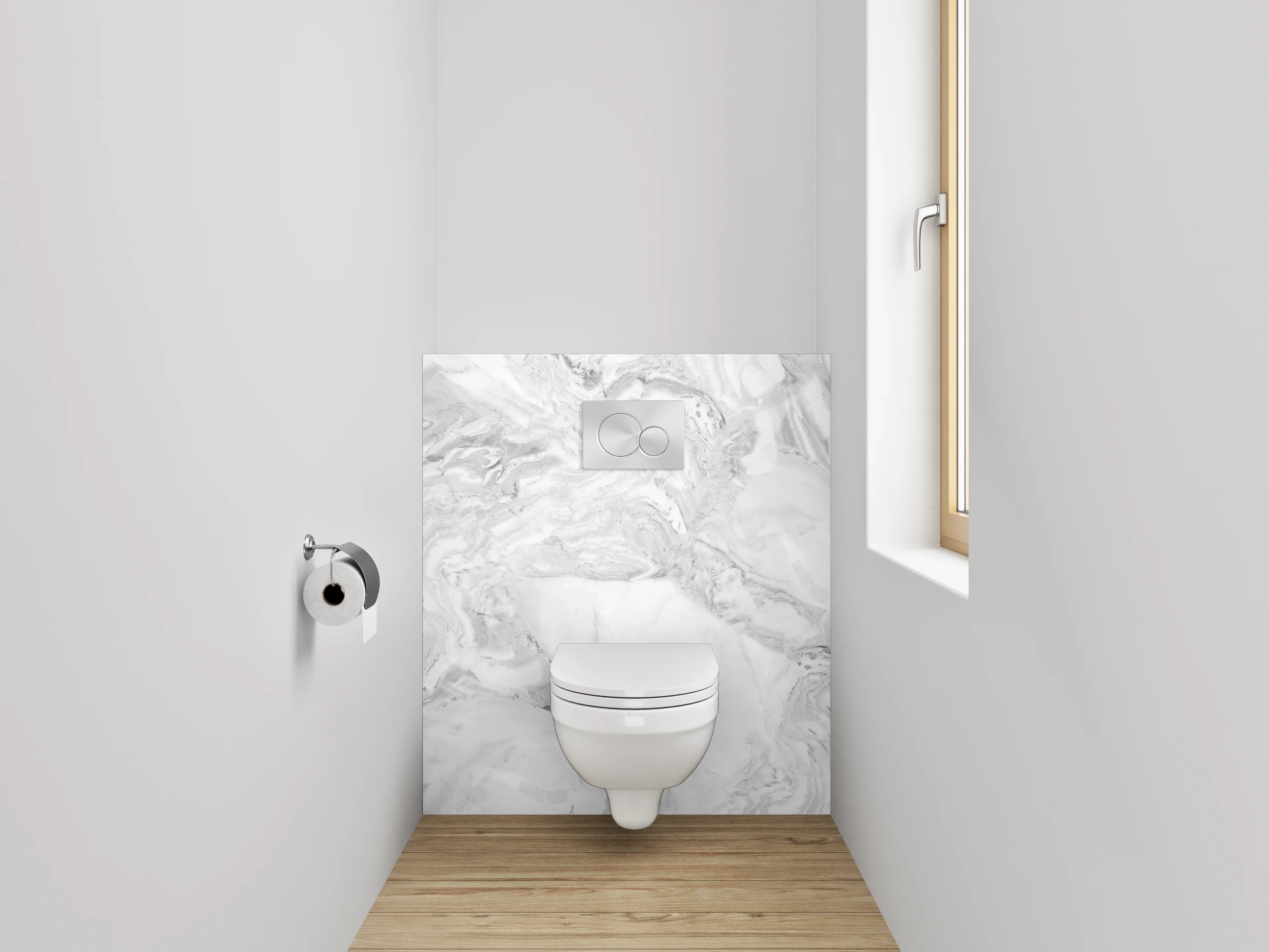 WC-Rückwand - Helles Marmor mit grauen Linien