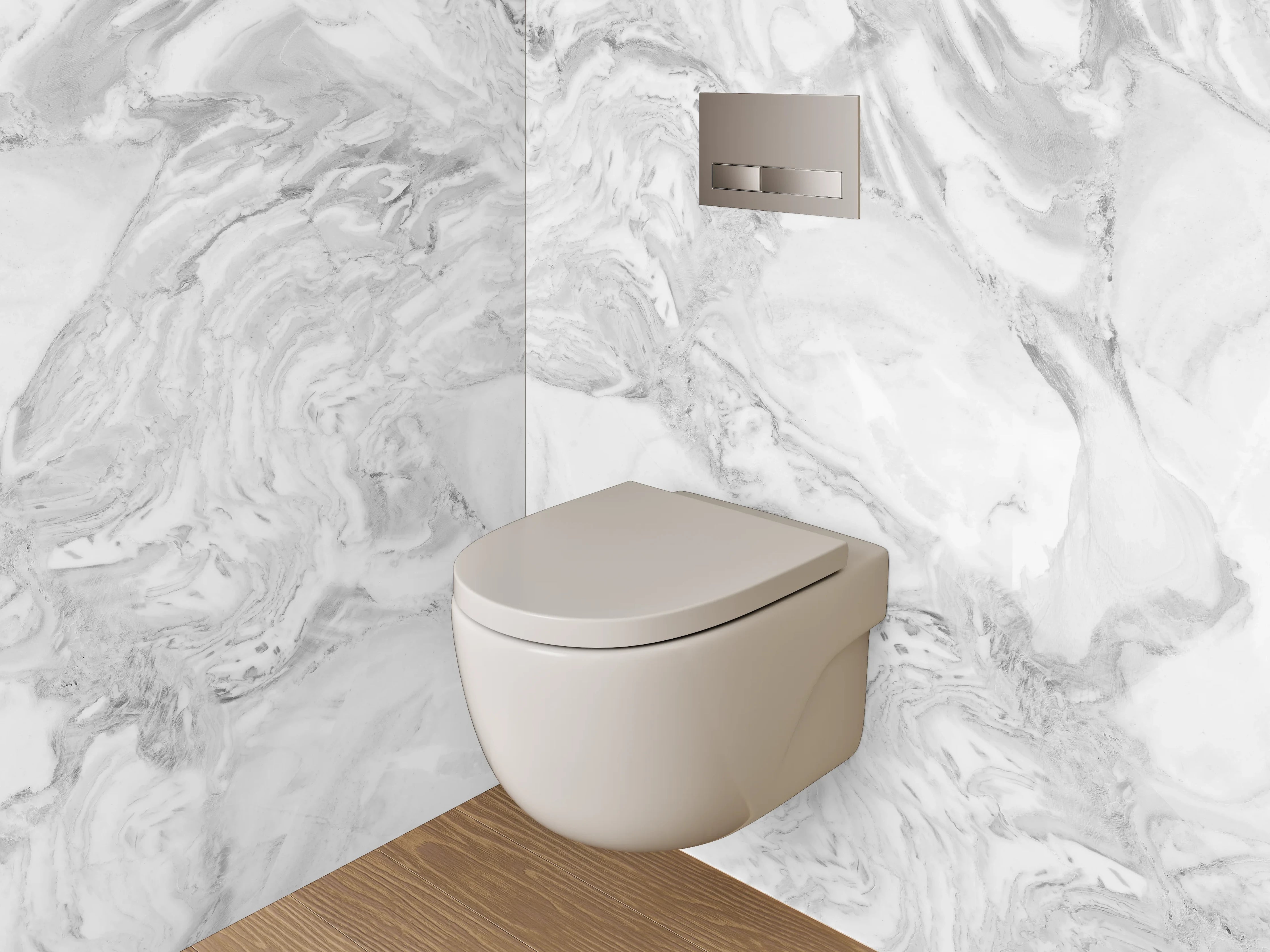 WC-Rückwand - Helles Marmor mit grauen Linien