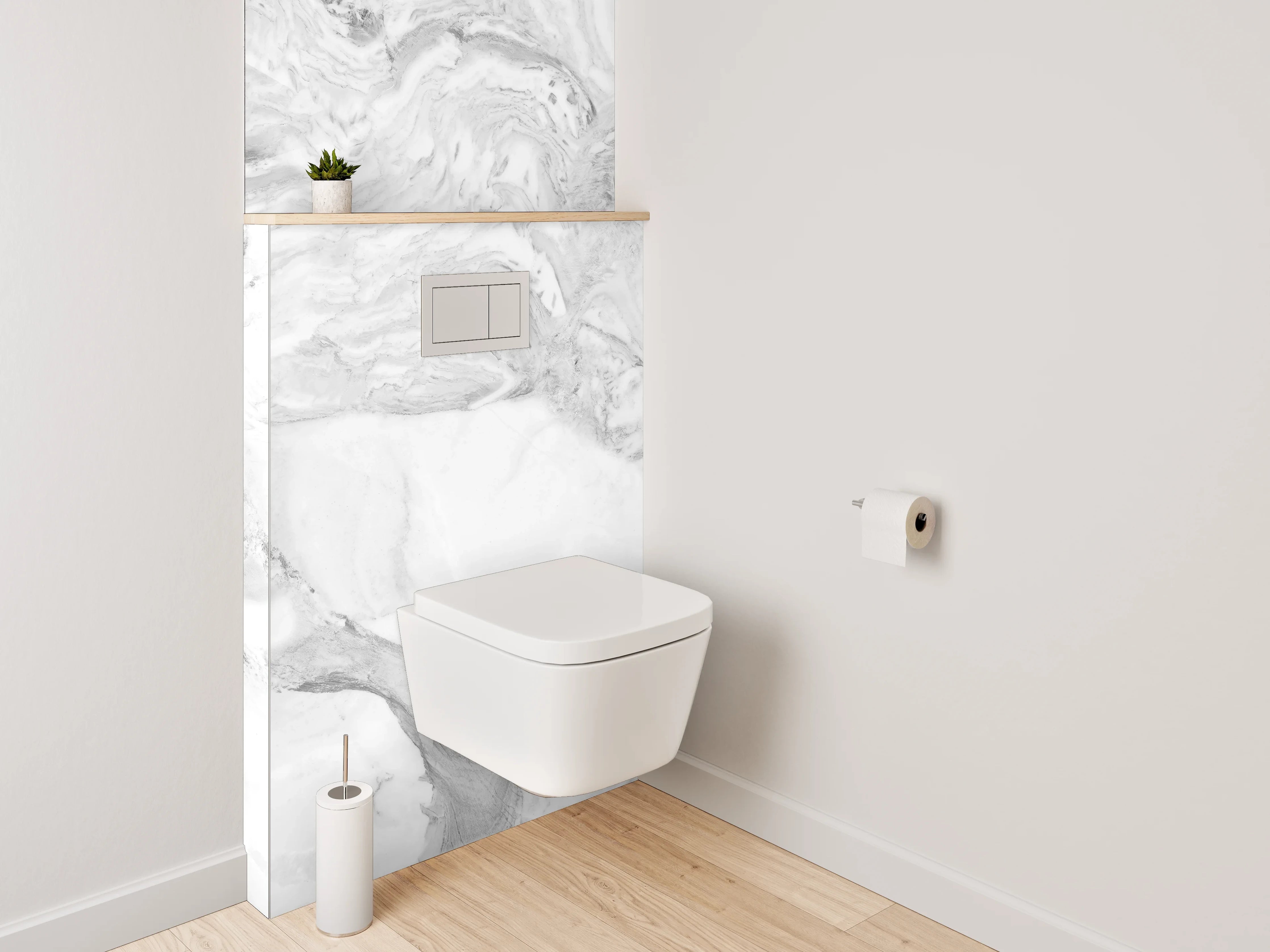 WC-Rückwand - Helles Marmor mit grauen Linien