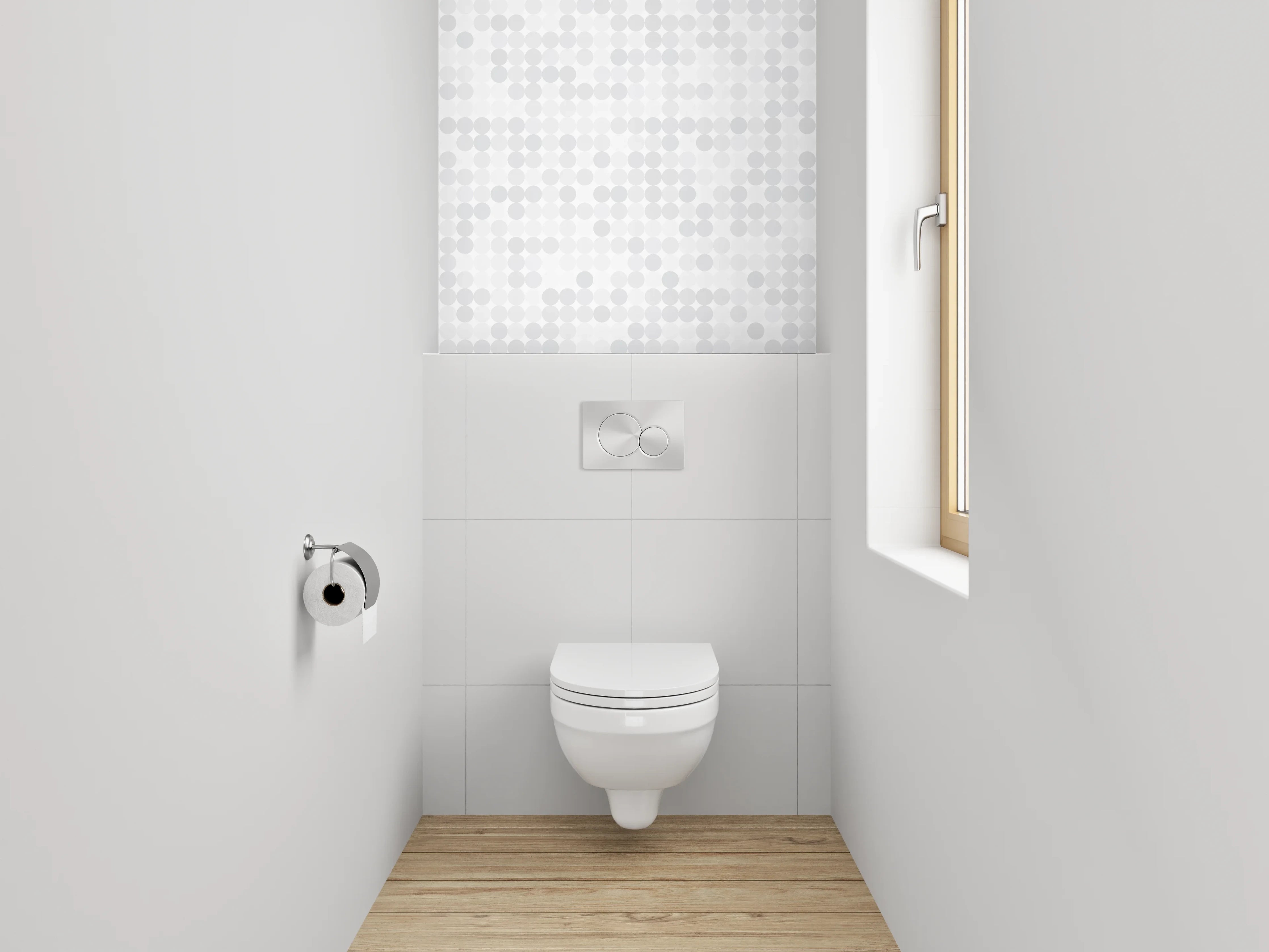WC-Rückwand - Helles abstraktes Punktmuster Weiß-Grau