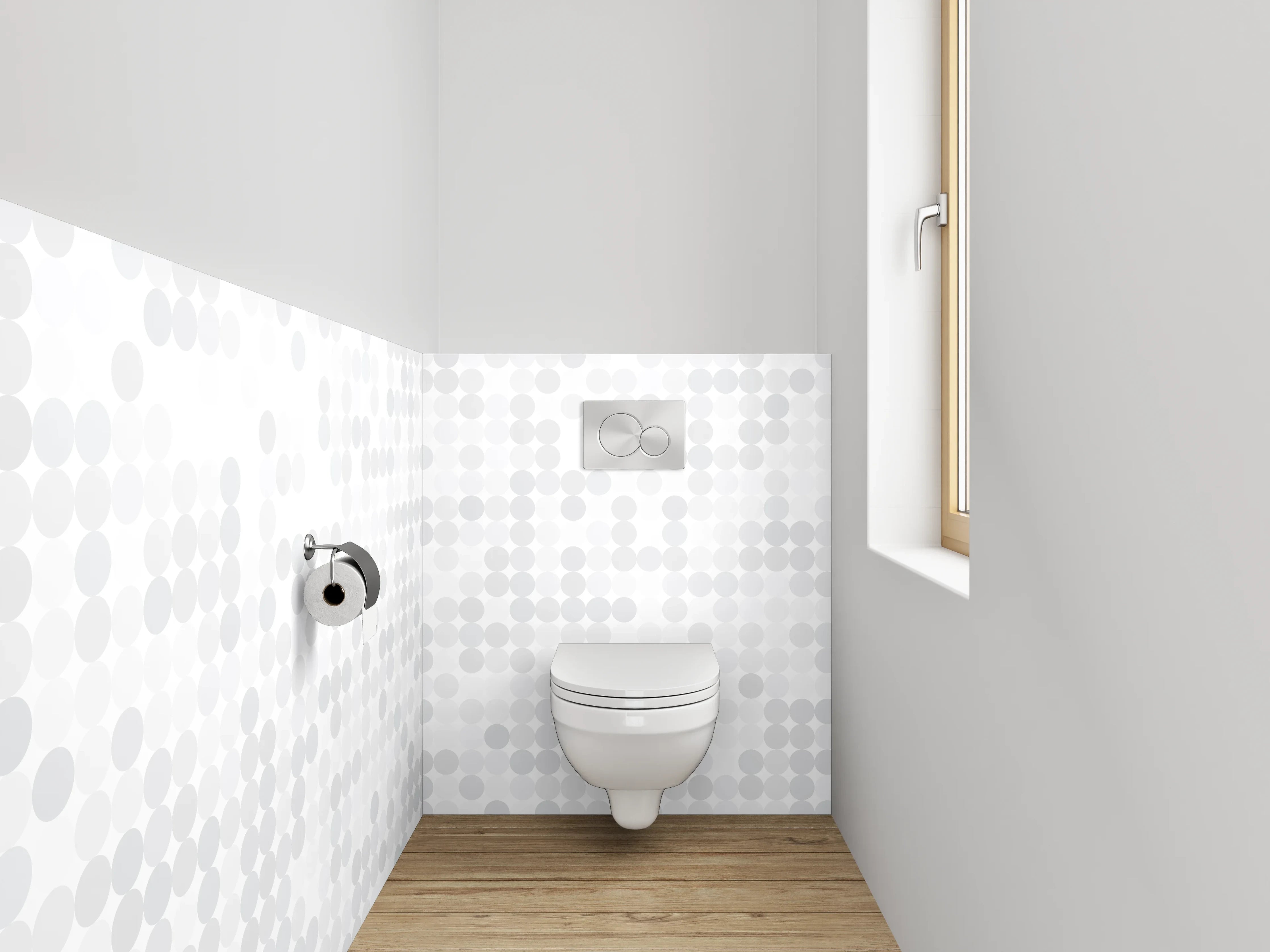 WC-Rückwand - Helles abstraktes Punktmuster Weiß-Grau