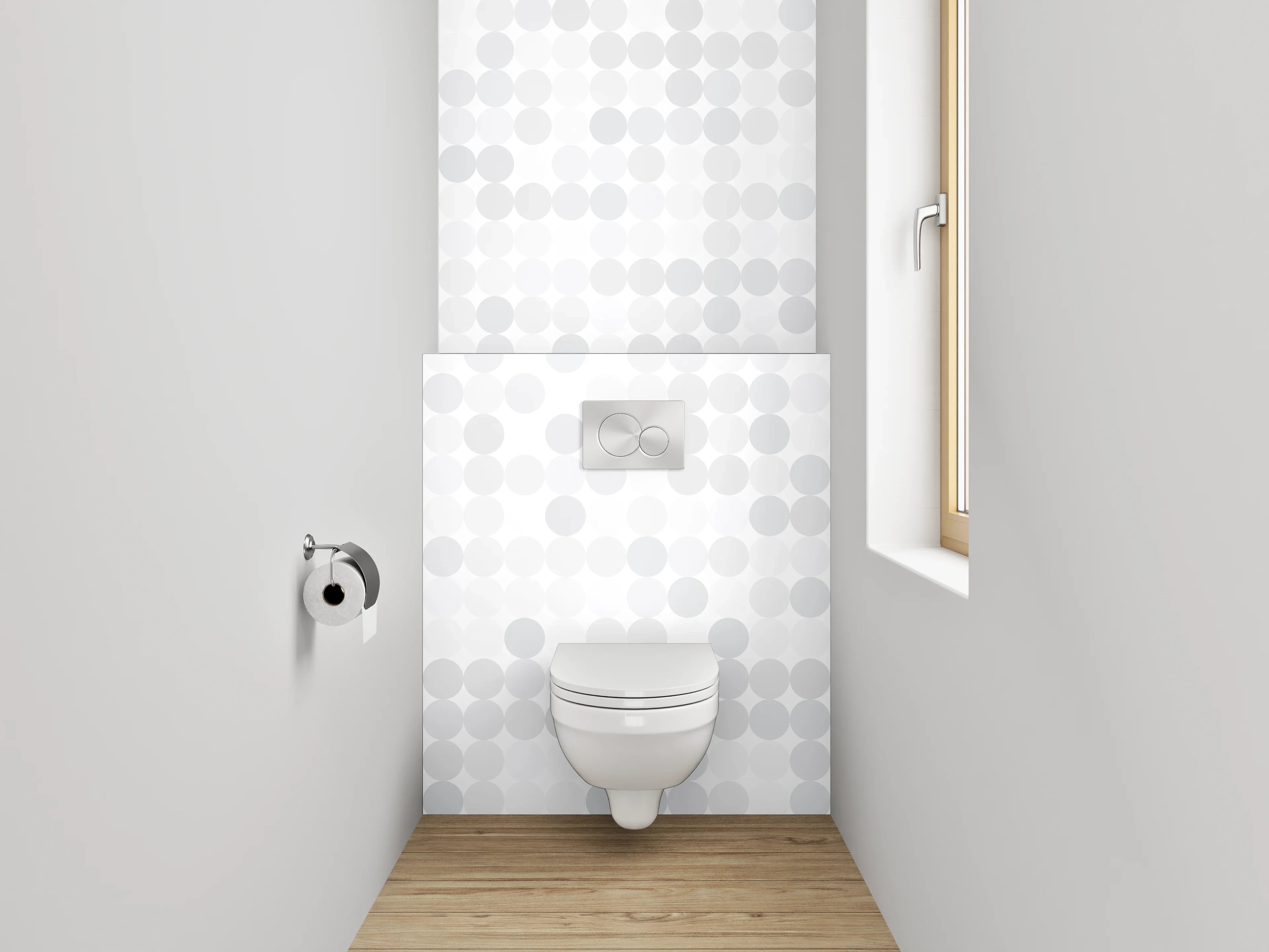 WC-Rückwand - Helles abstraktes Punktmuster Weiß-Grau