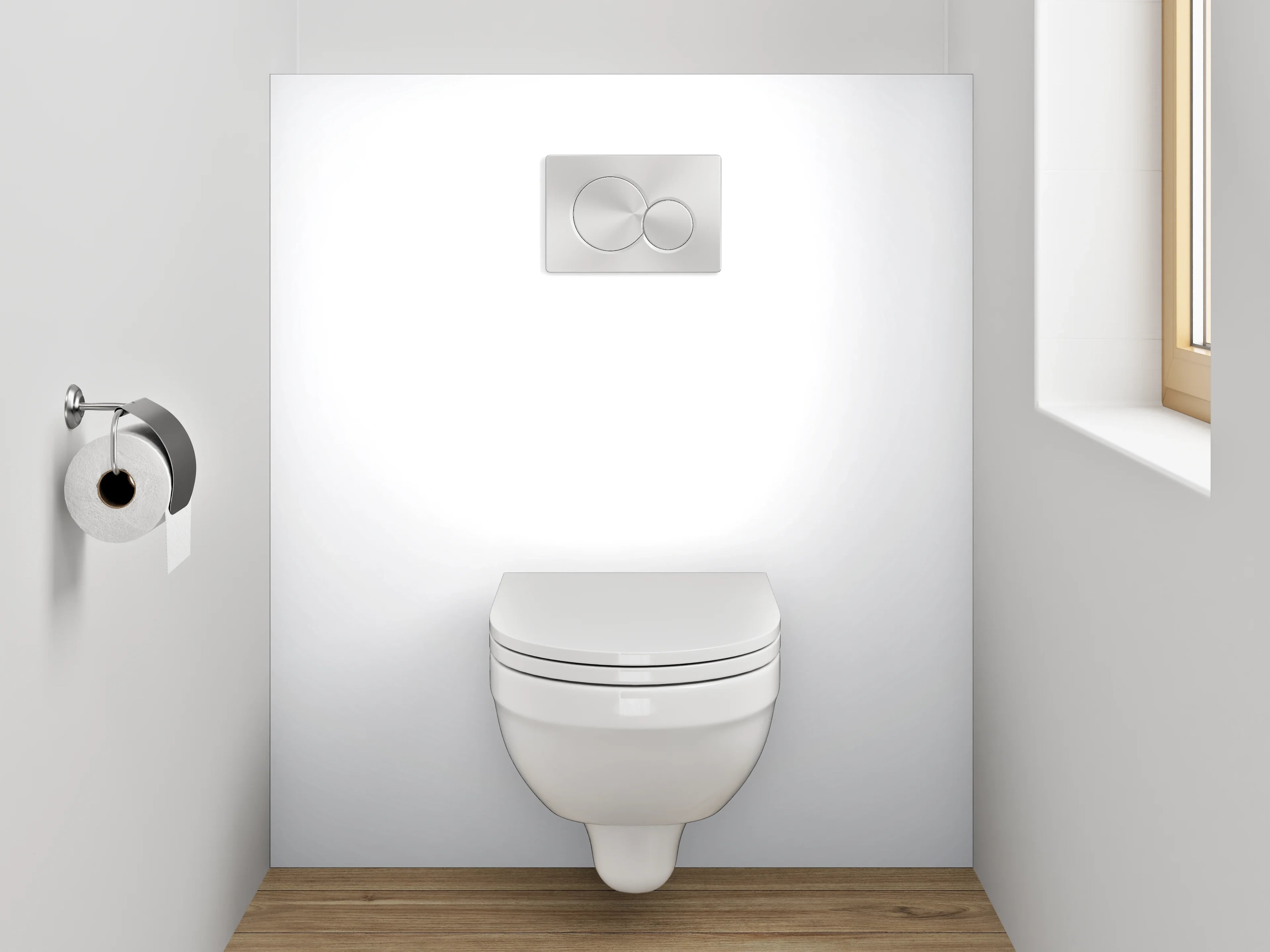WC-Rückwand - Helles minimalistisches weiß-graues Design