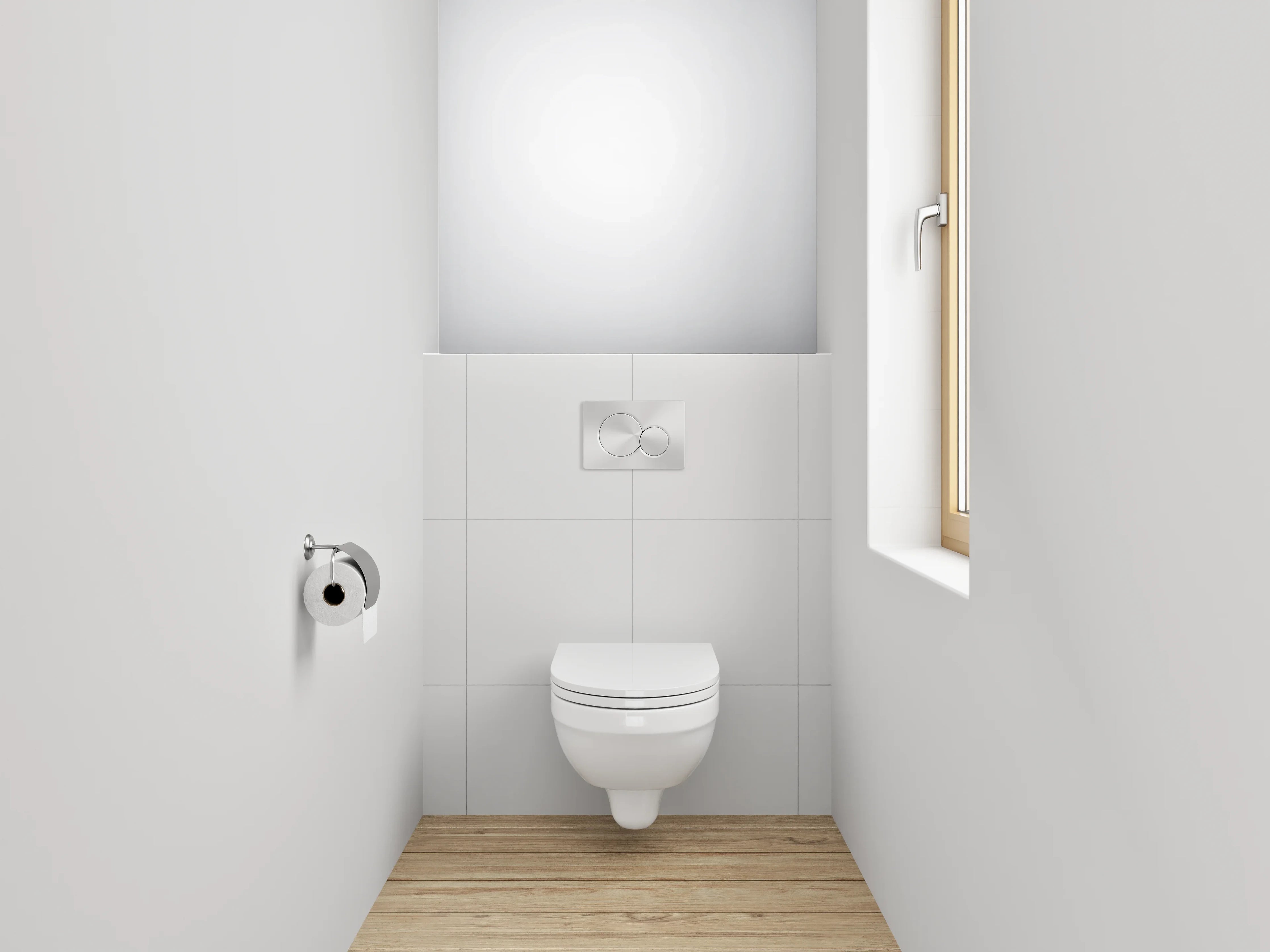 WC-Rückwand - Helles minimalistisches weiß-graues Design