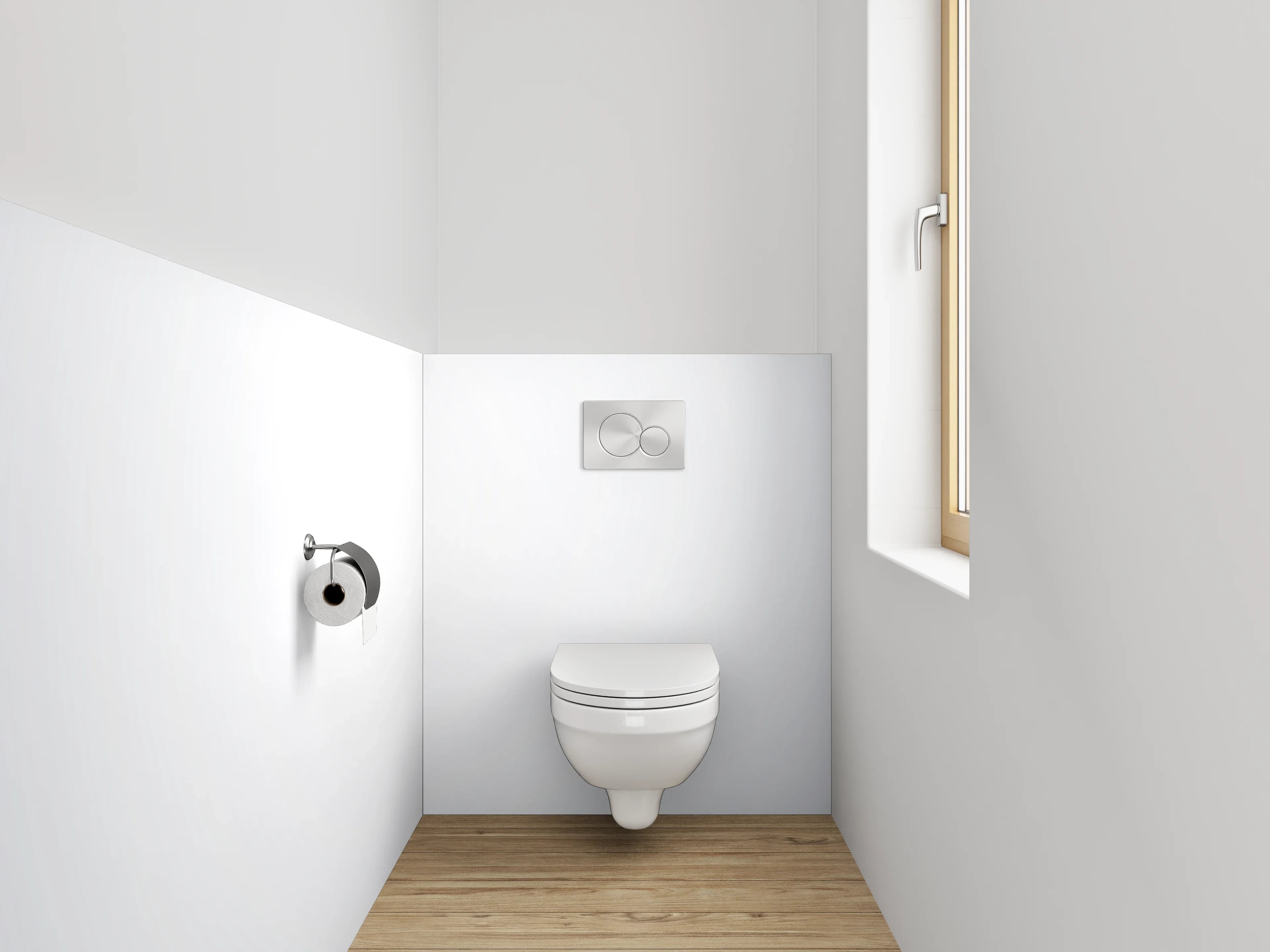 WC-Rückwand - Helles minimalistisches weiß-graues Design