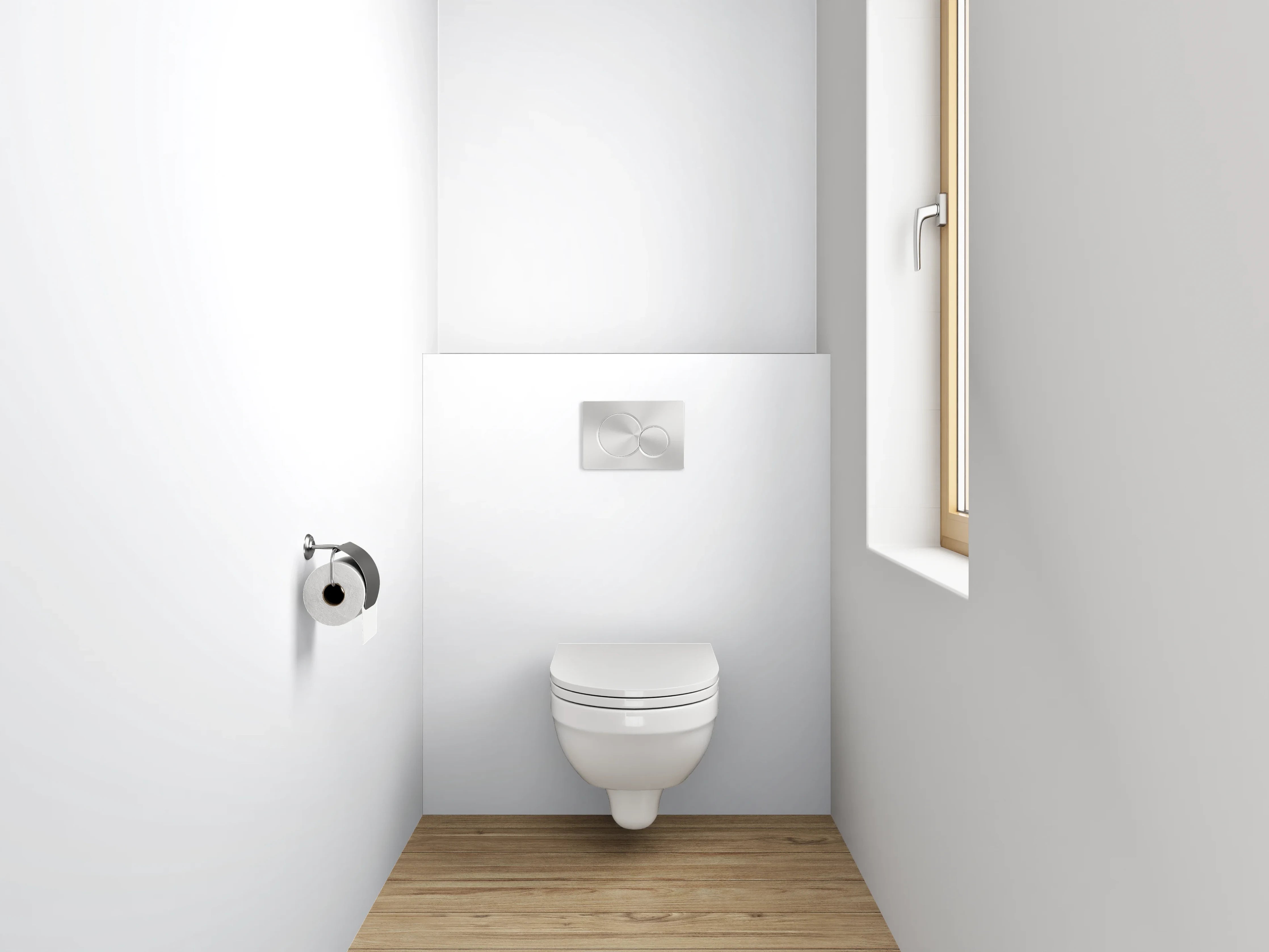 WC-Rückwand - Helles minimalistisches weiß-graues Design