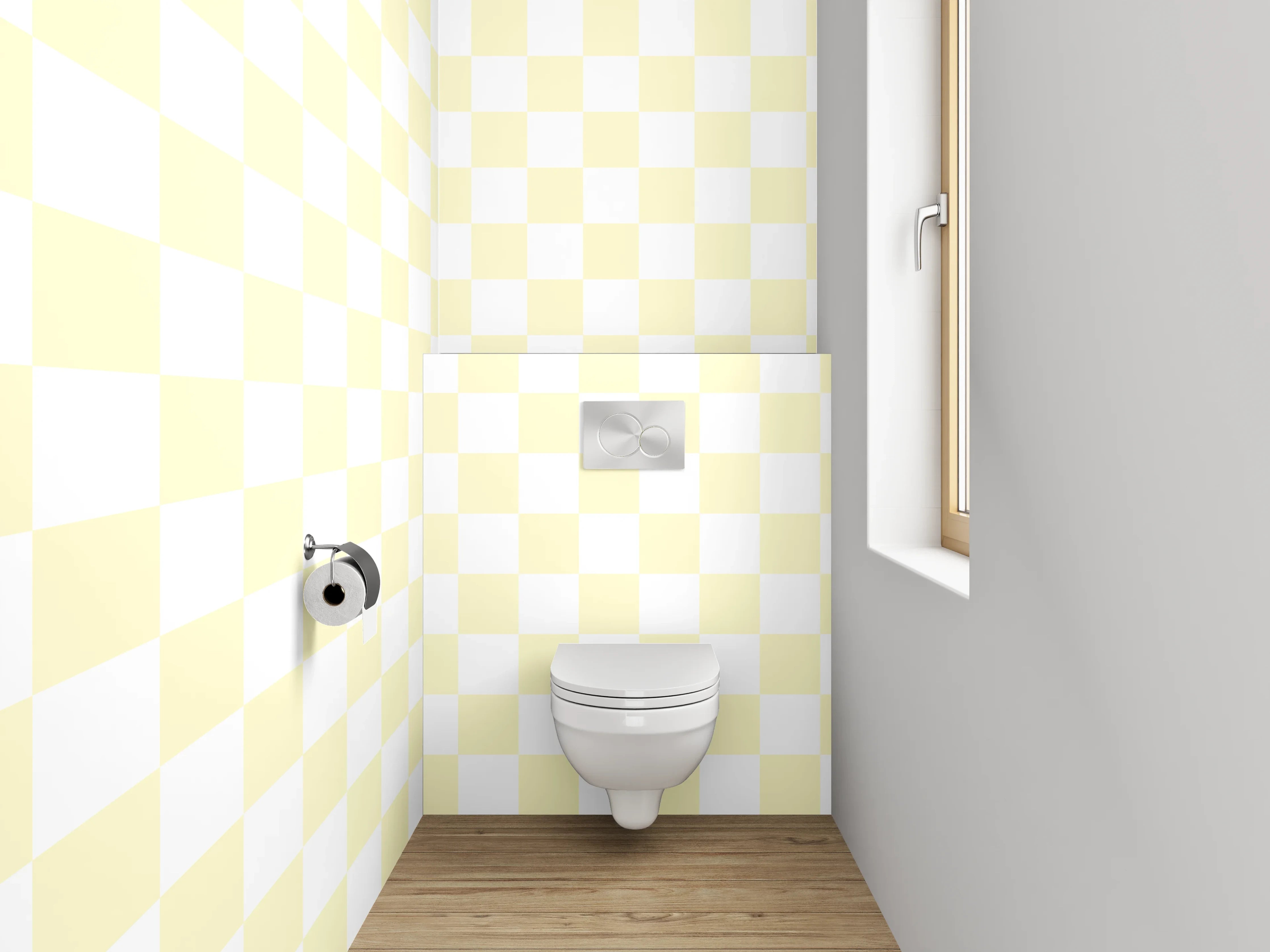 WC-Rückwand - Hellgelbes Kachelmuster Design