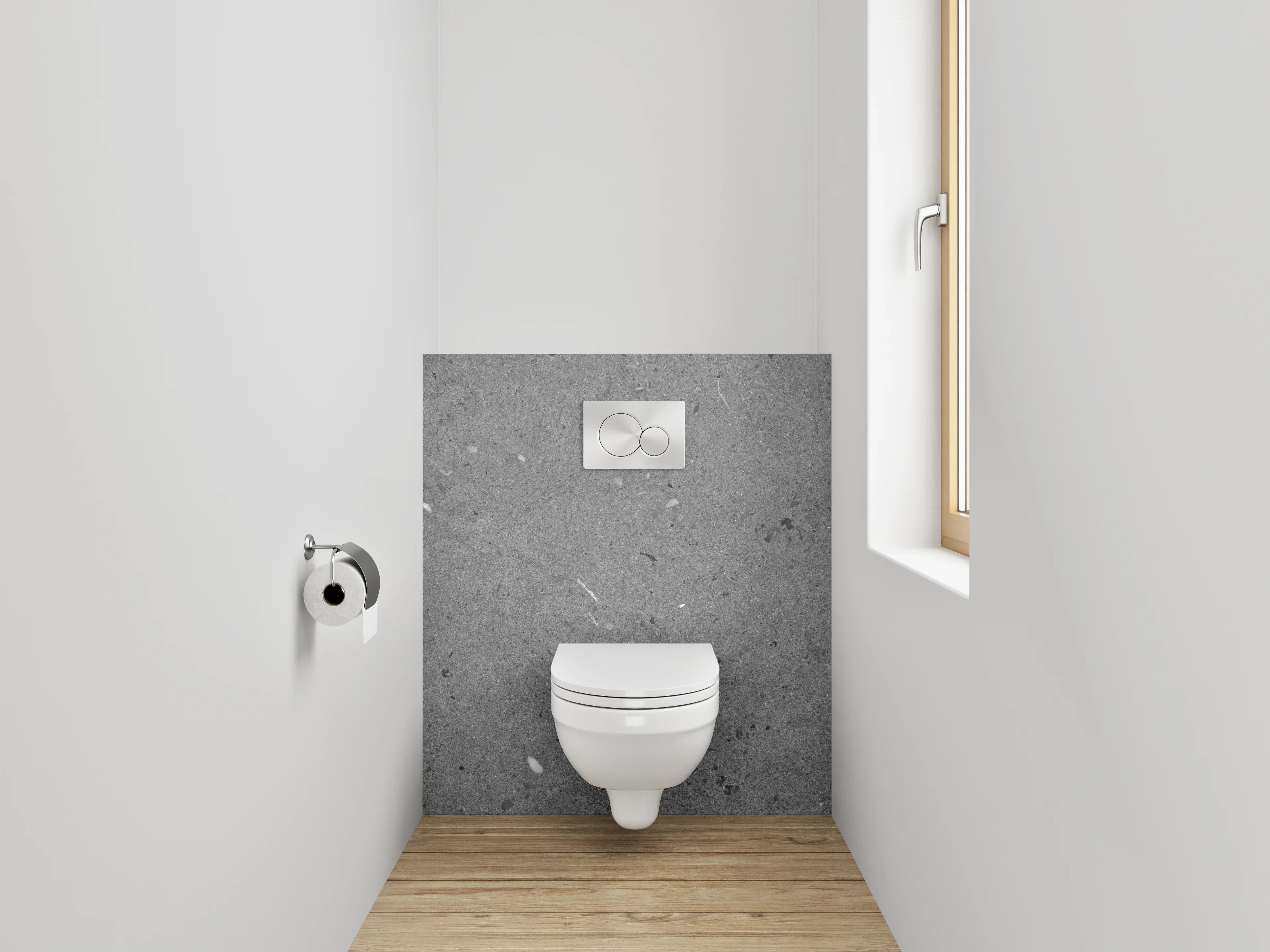 WC-Rückwand - Hellgrauer Betontapete