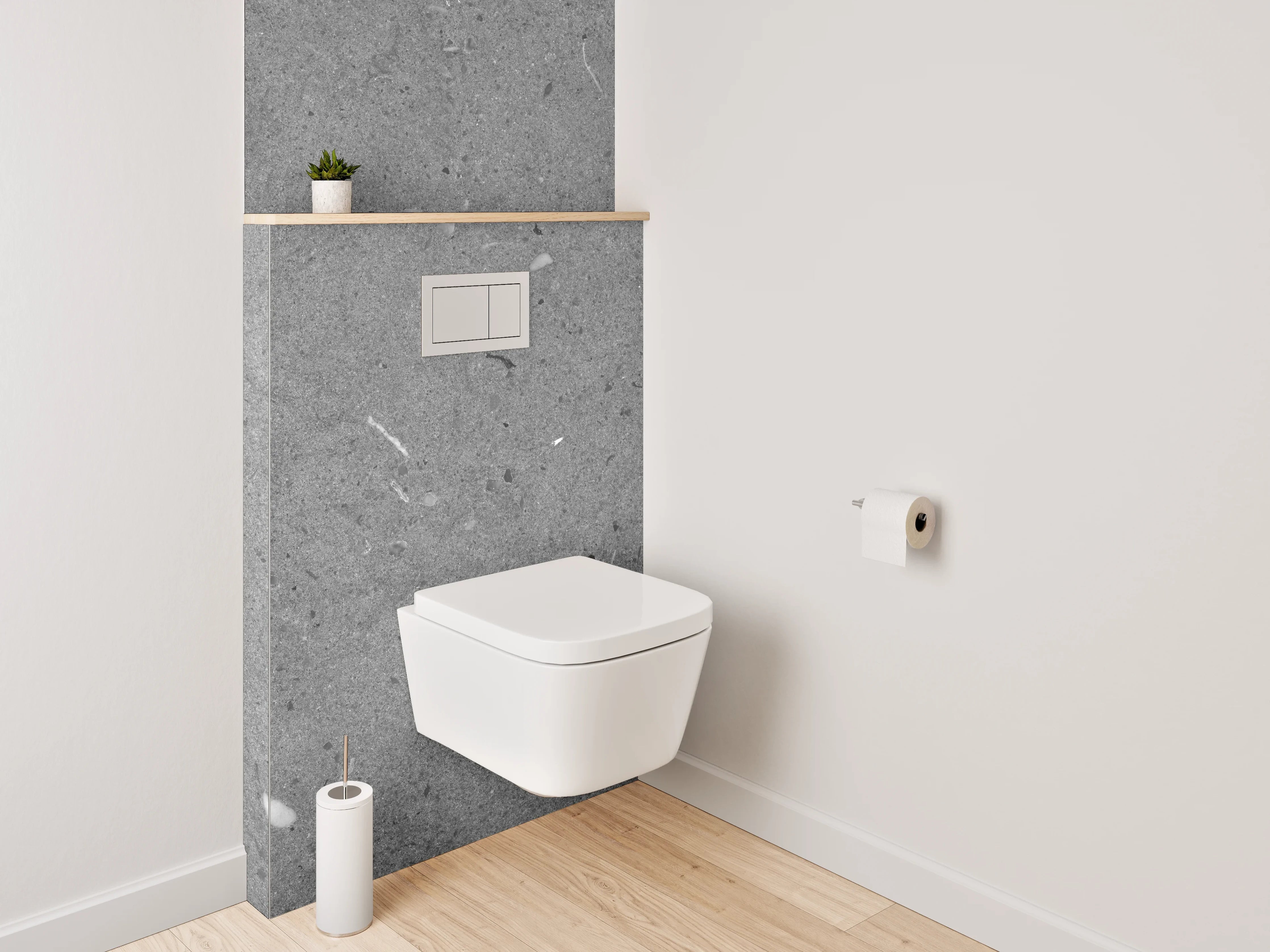 WC-Rückwand - Hellgrauer Betontapete