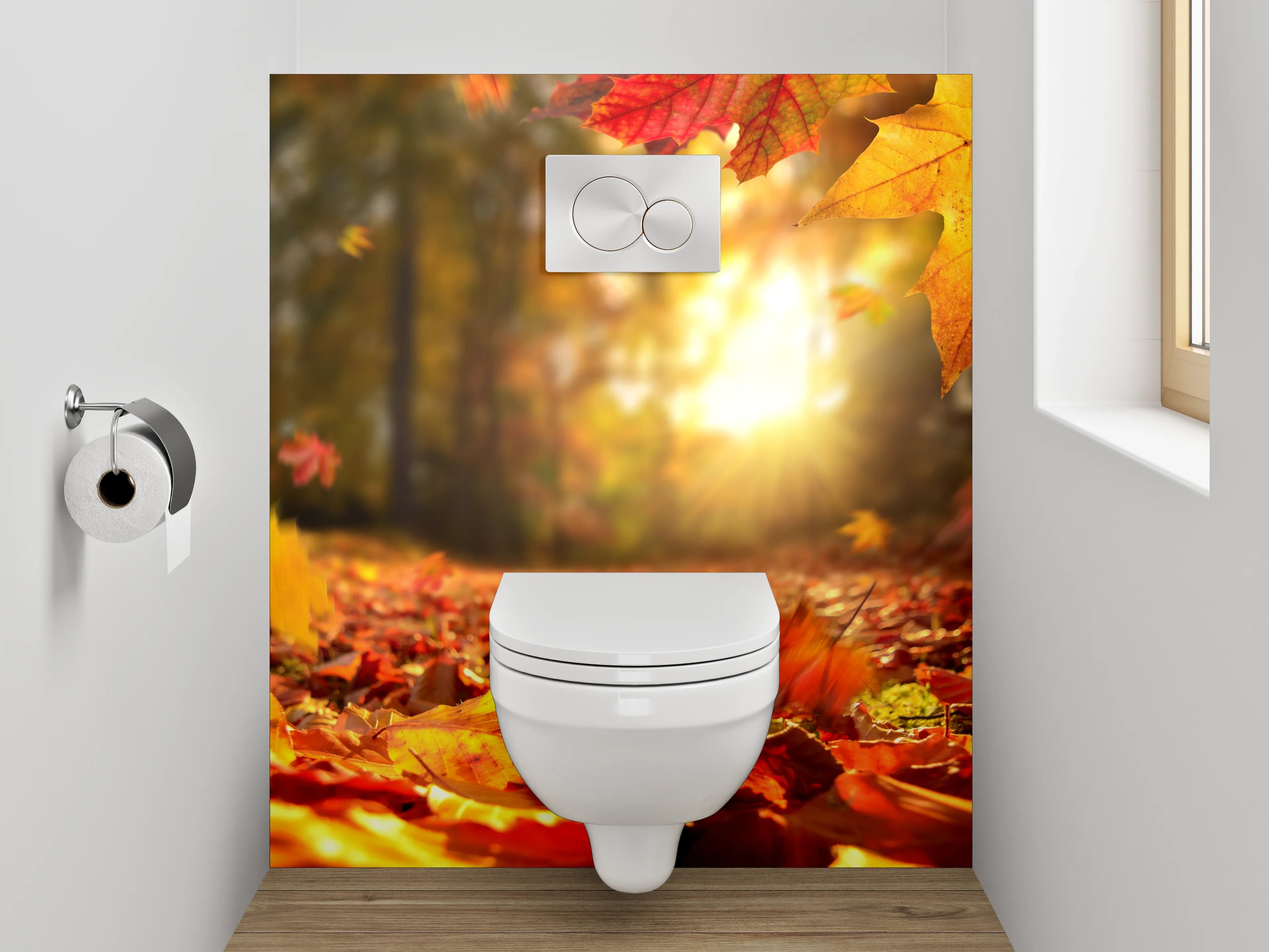 WC-Rückwand - Herbstlaub Sonnenstrahlen Naturfotografie
