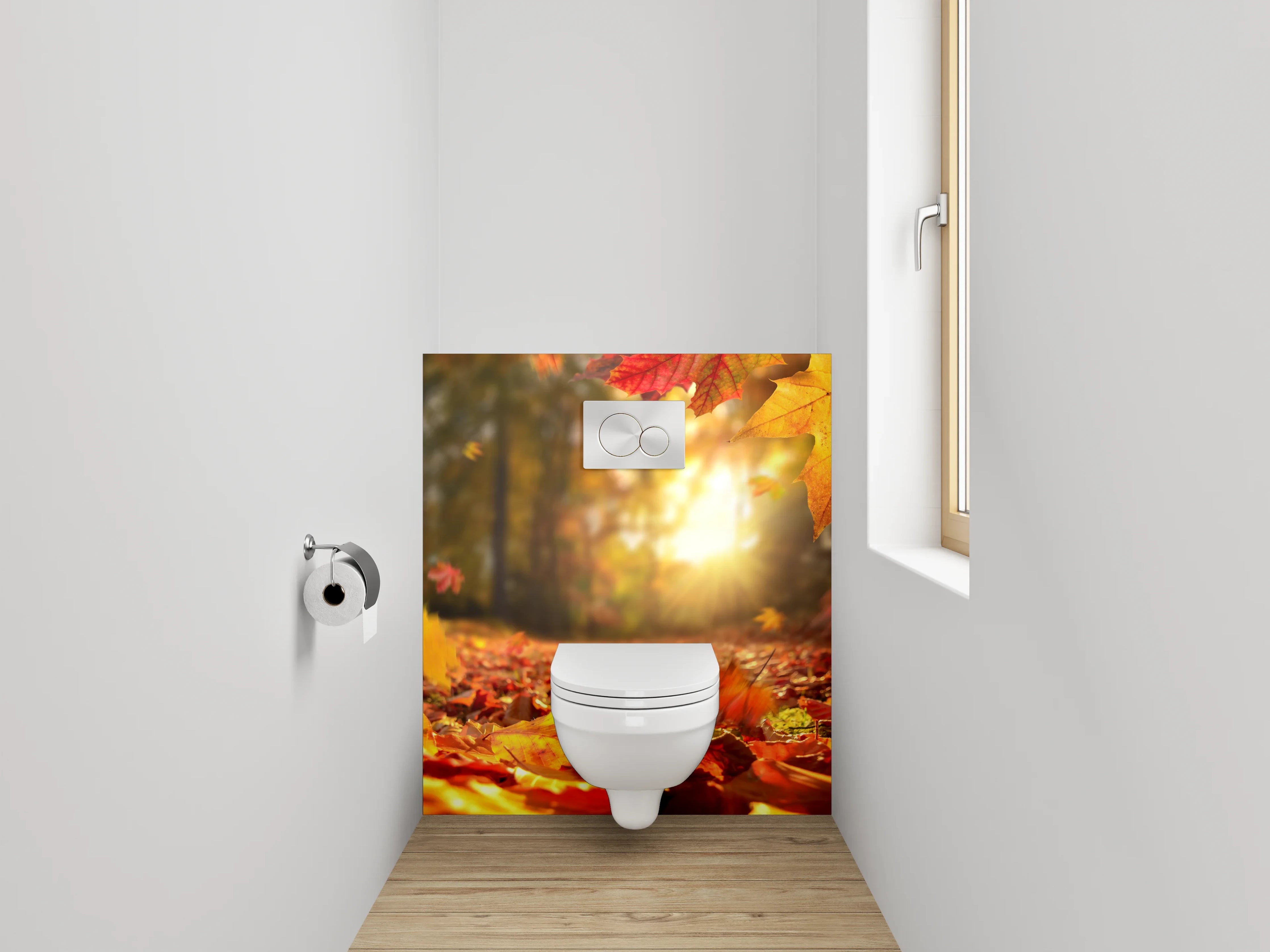 WC-Rückwand - Herbstlaub Sonnenstrahlen Naturfotografie