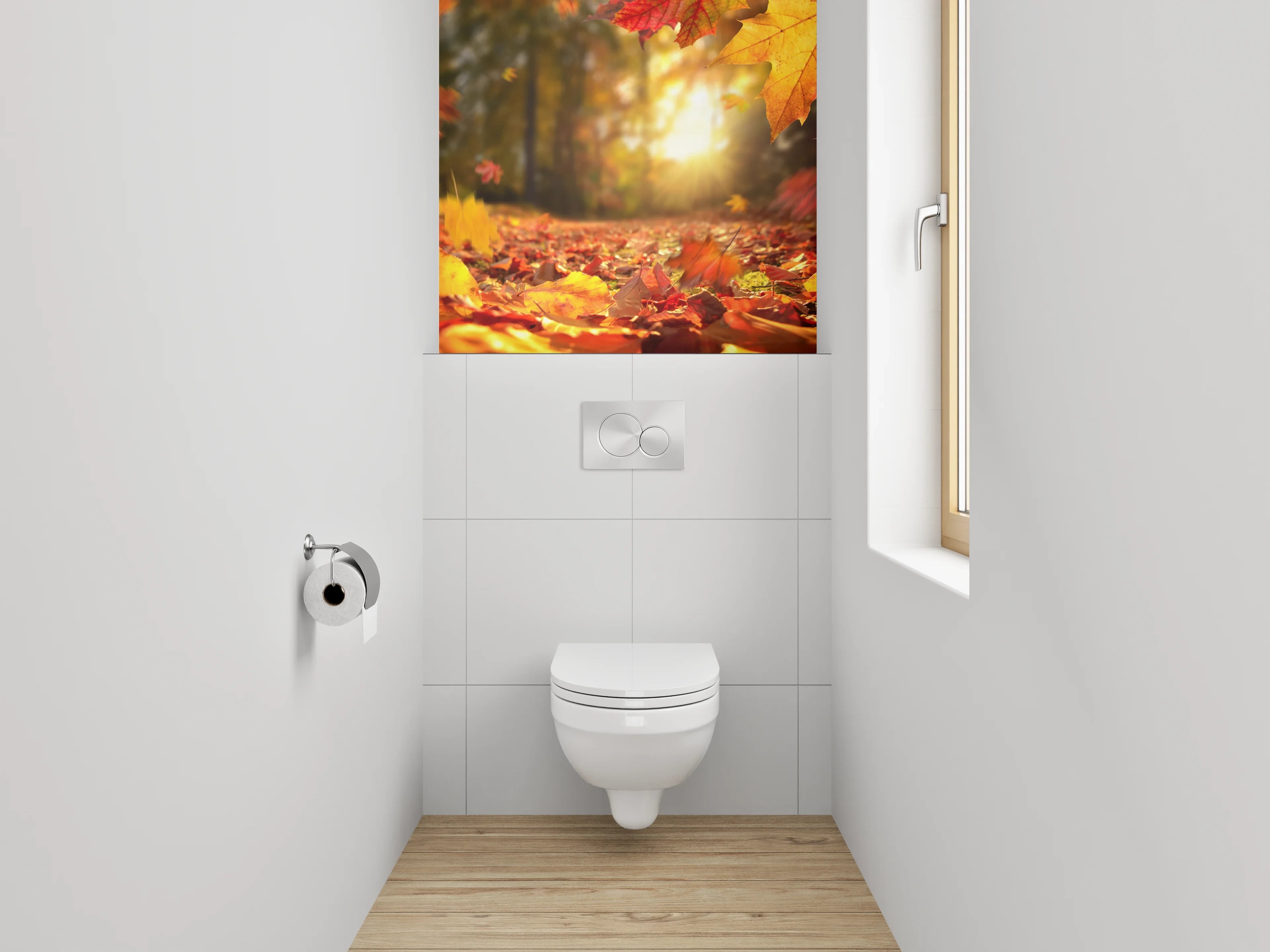 WC-Rückwand - Herbstlaub Sonnenstrahlen Naturfotografie