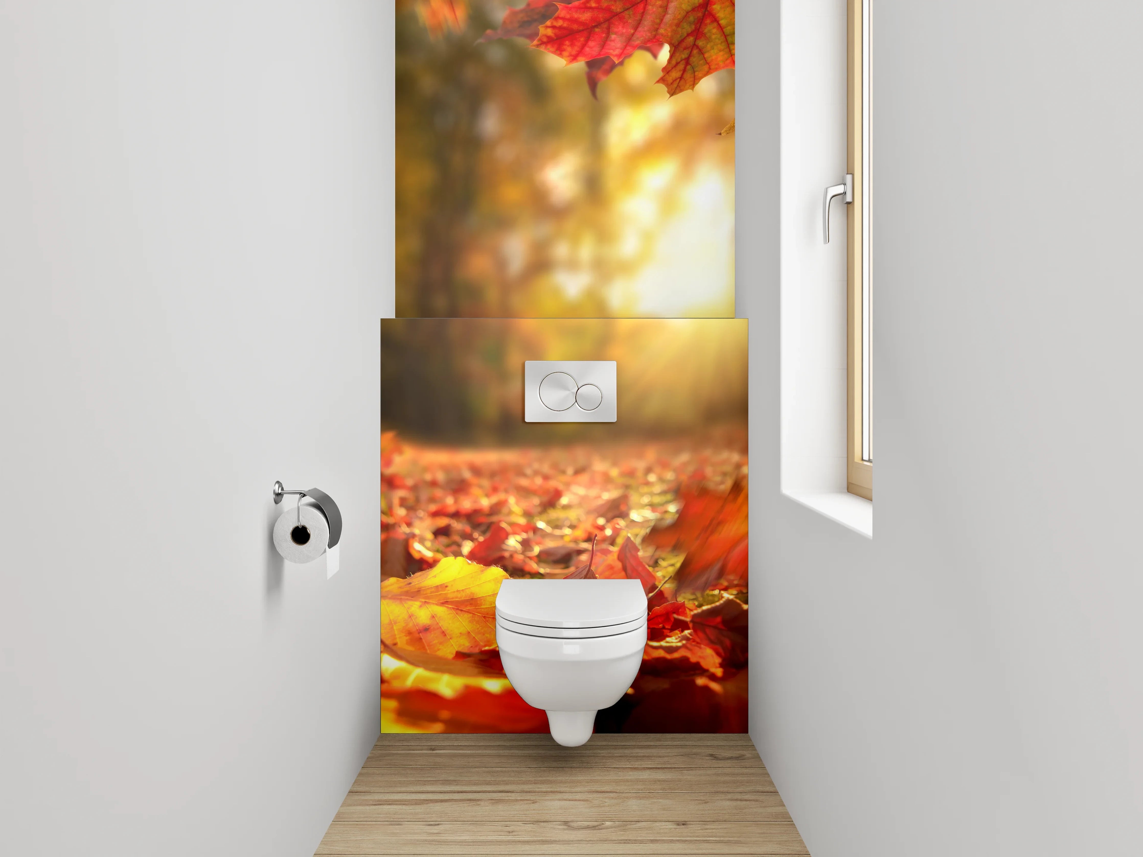 WC-Rückwand - Herbstlaub Sonnenstrahlen Naturfotografie