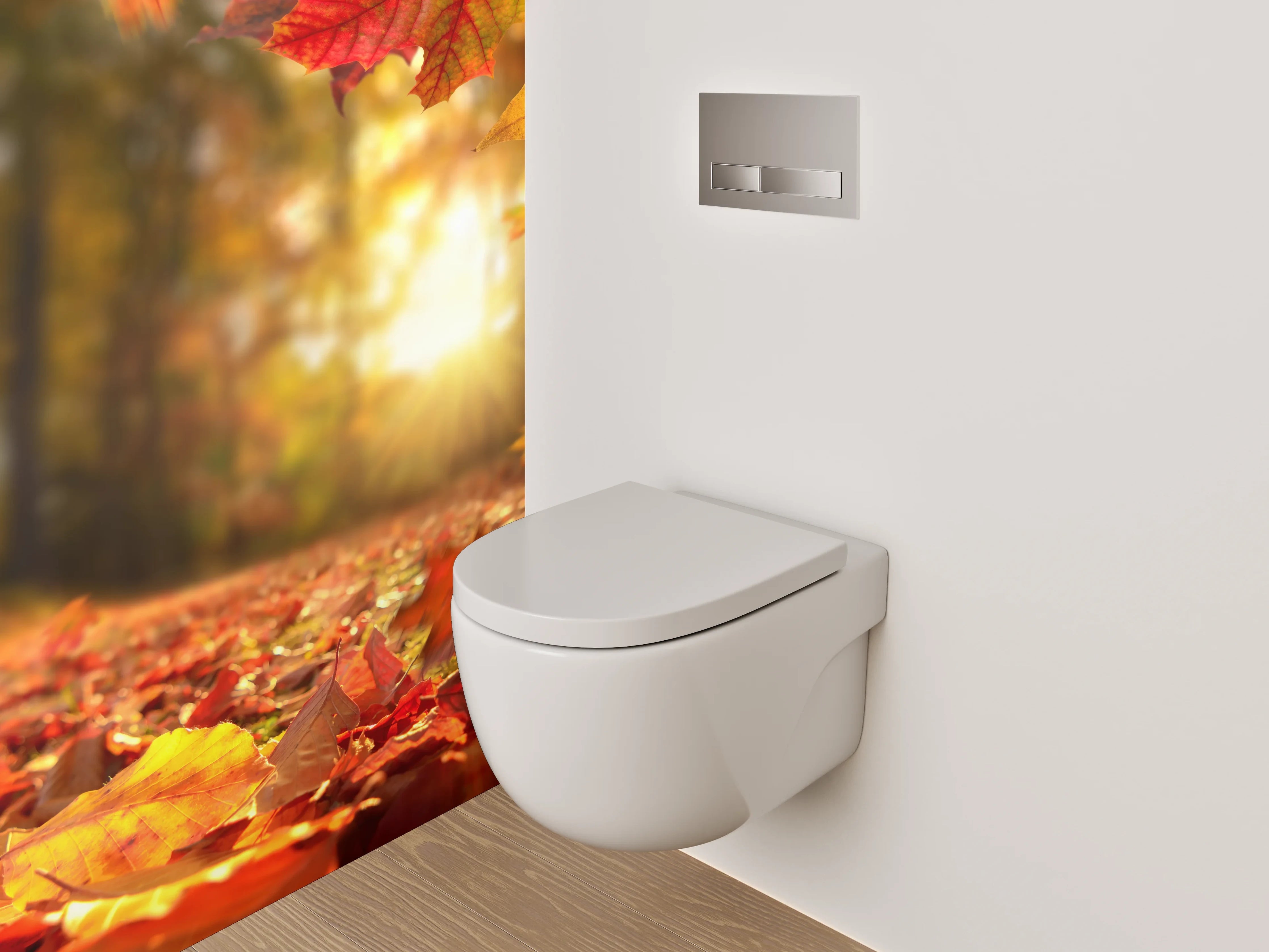 WC-Rückwand - Herbstlaub Sonnenstrahlen Naturfotografie