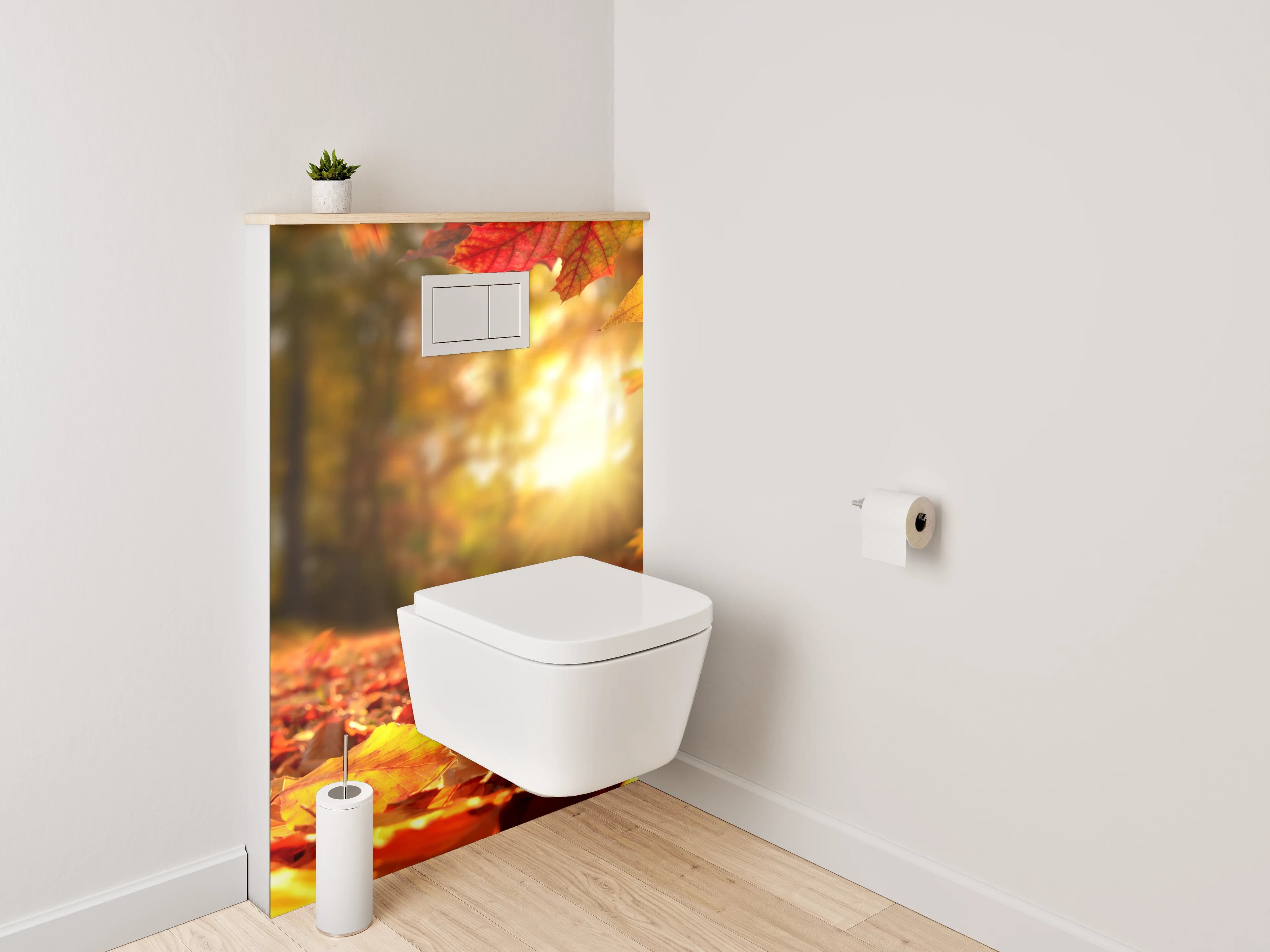 WC-Rückwand - Herbstlaub Sonnenstrahlen Naturfotografie