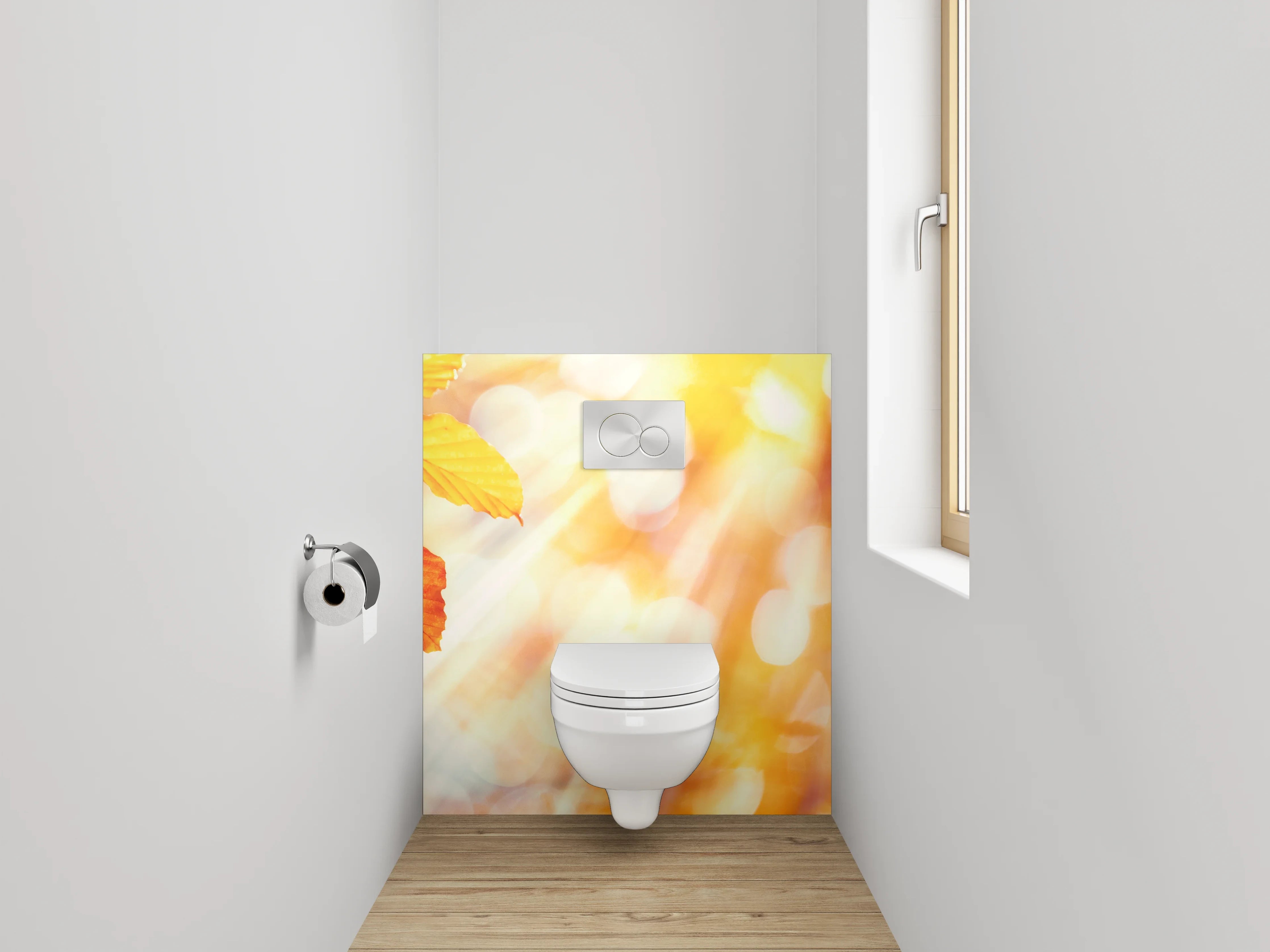 WC-Rückwand - Herbstlaub im goldenen Sonnenlicht