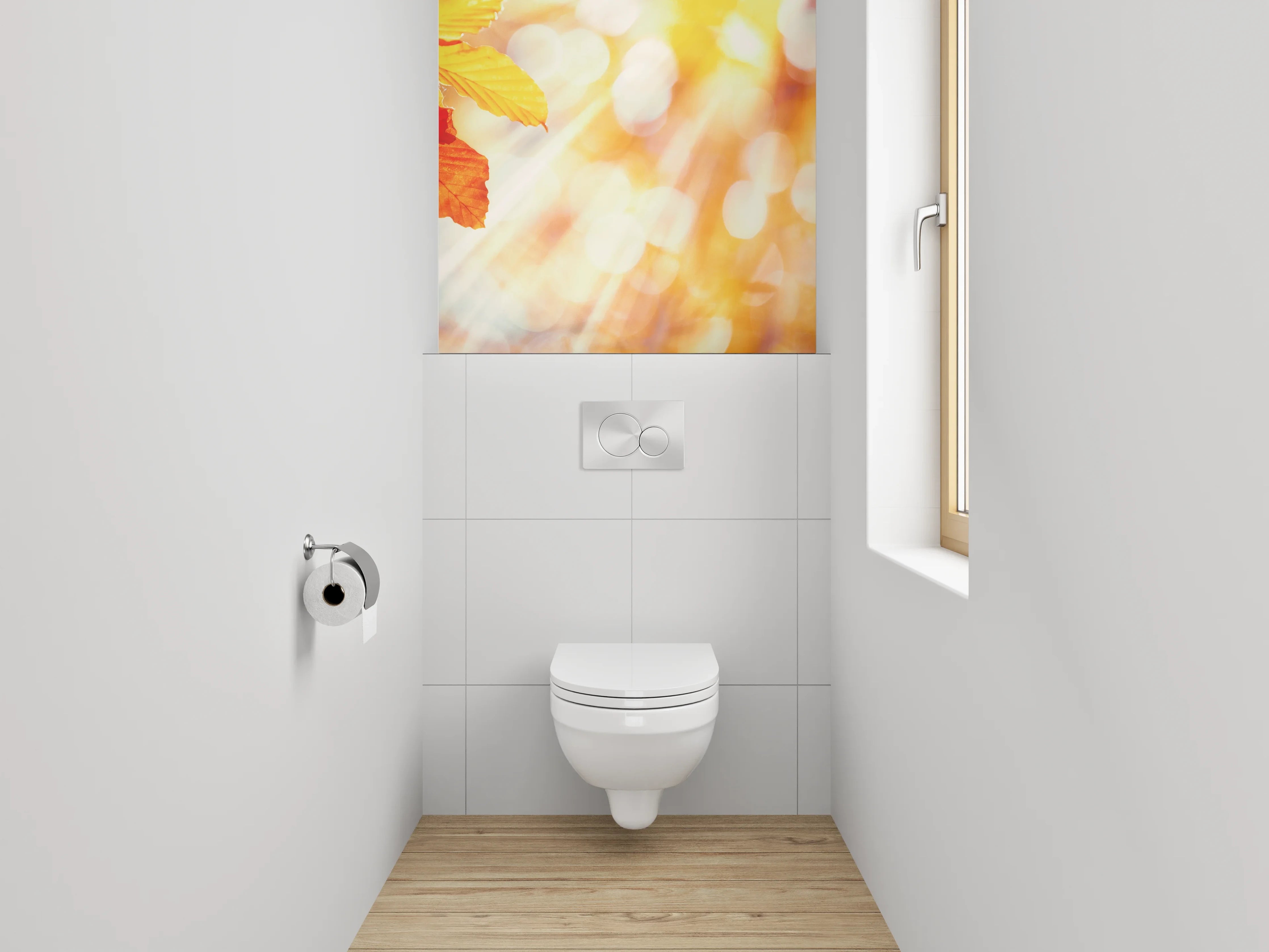 WC-Rückwand - Herbstlaub im goldenen Sonnenlicht