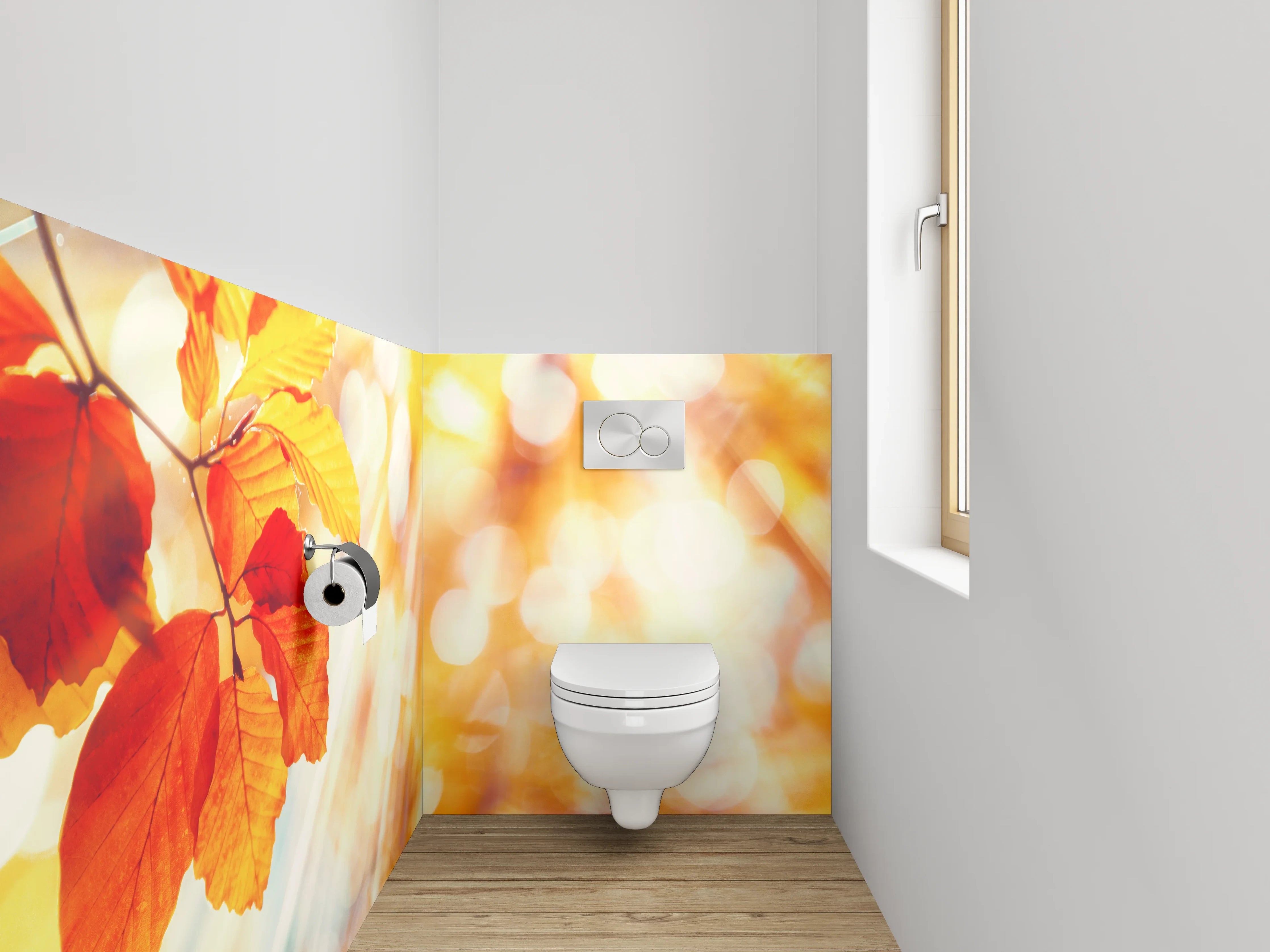 WC-Rückwand - Herbstlaub im goldenen Sonnenlicht