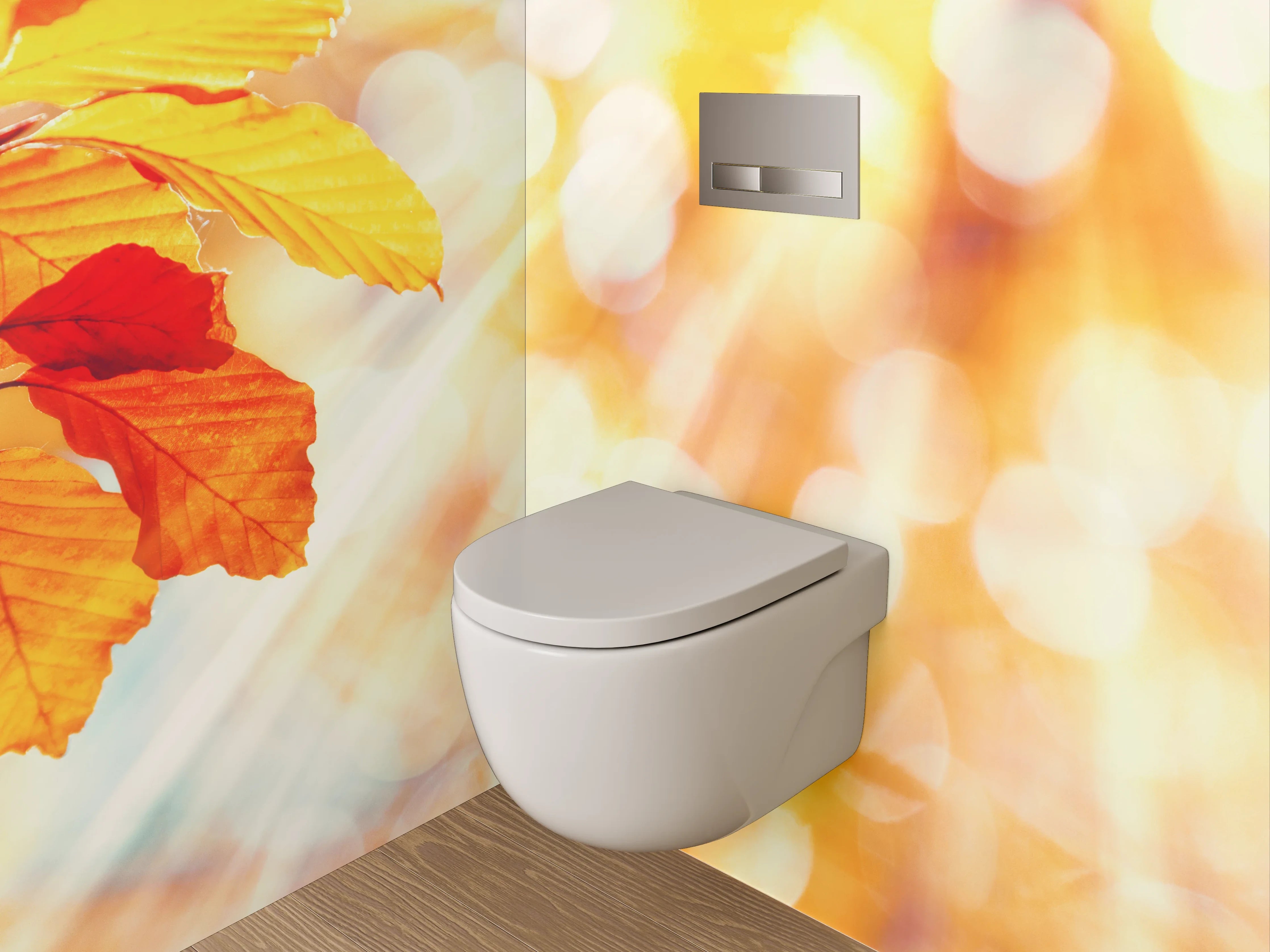 WC-Rückwand - Herbstlaub im goldenen Sonnenlicht