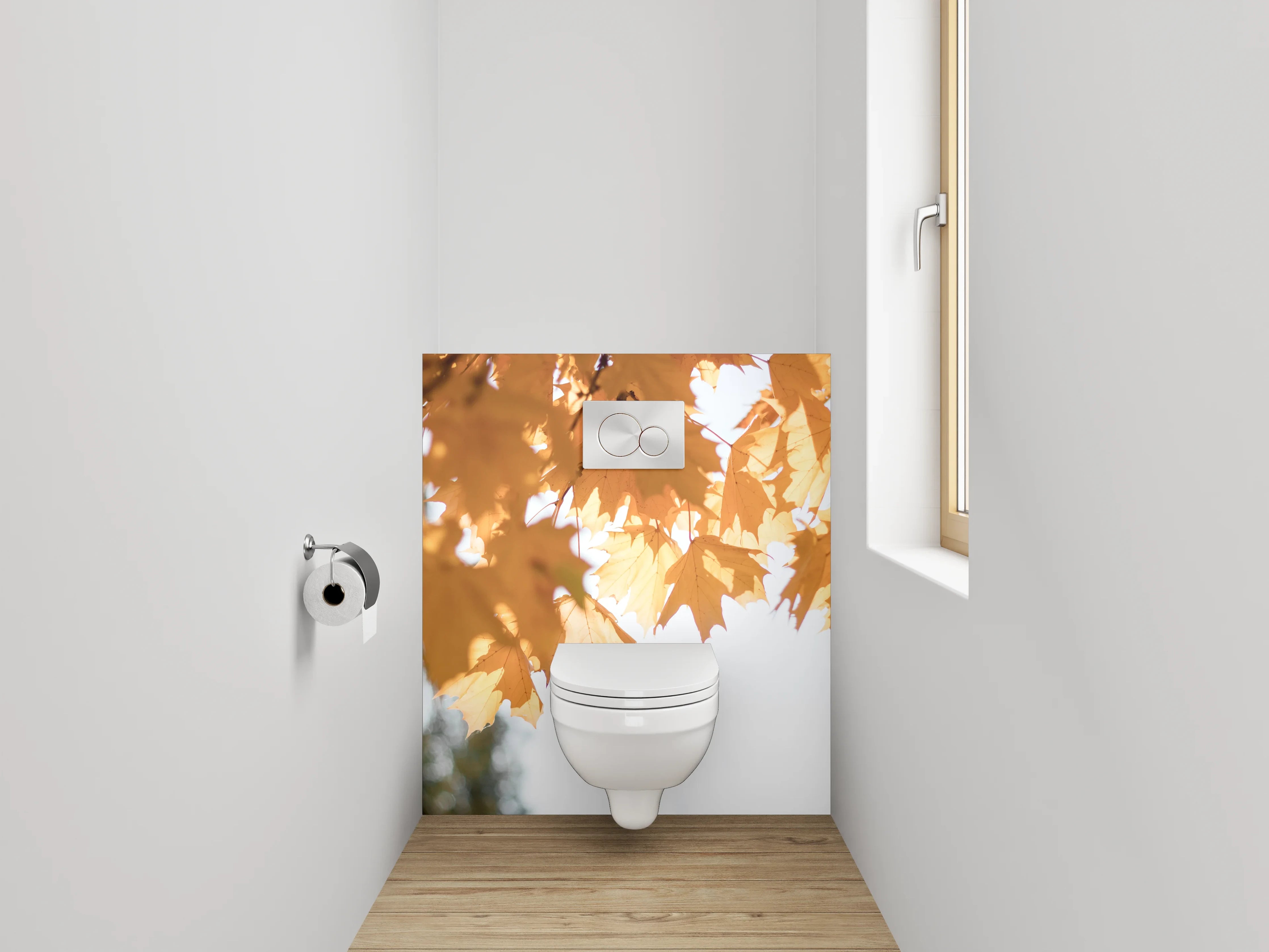 WC-Rückwand - Herbstliche Ahornblätter im Sonnenlicht