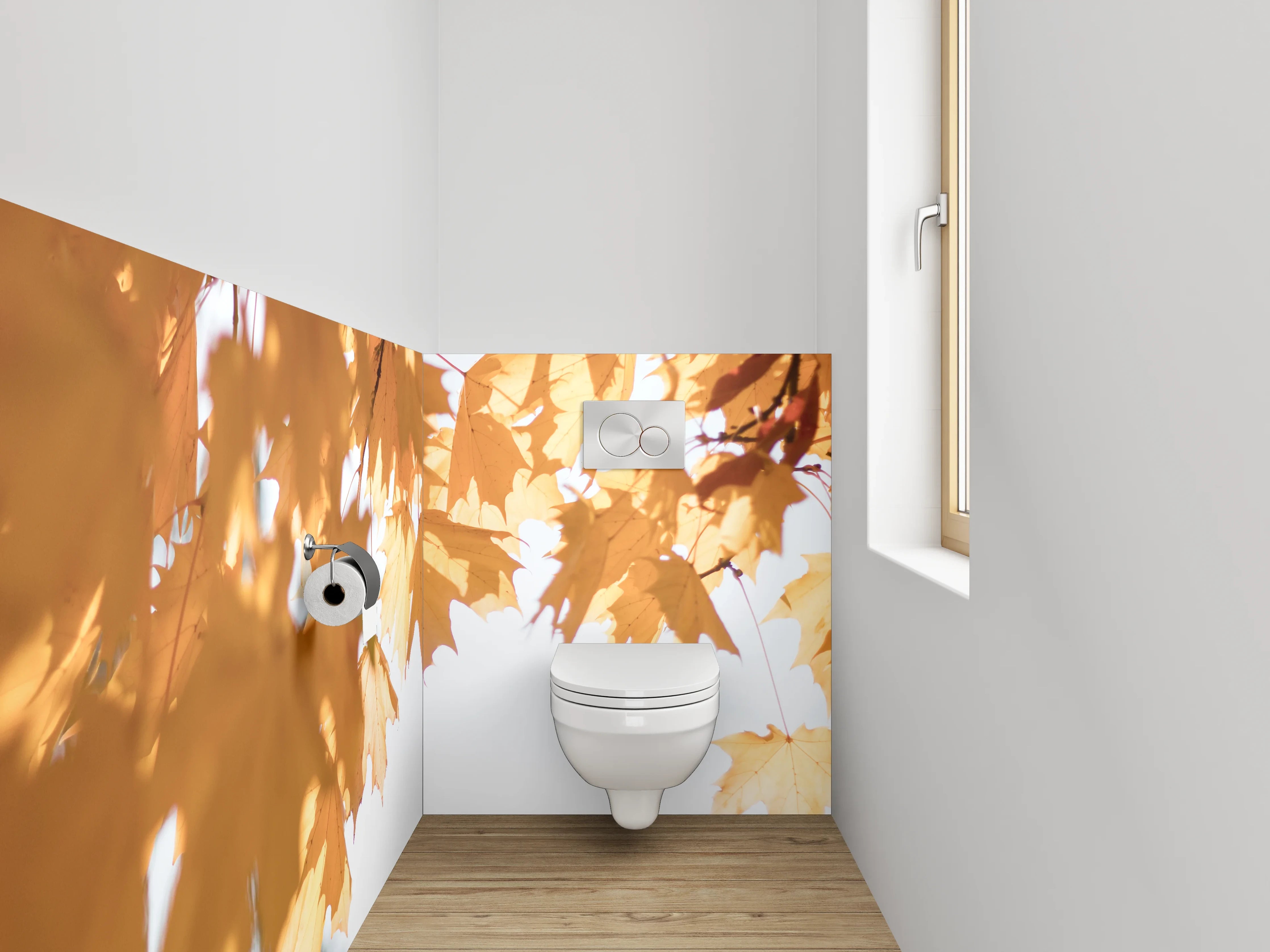 WC-Rückwand - Herbstliche Ahornblätter im Sonnenlicht