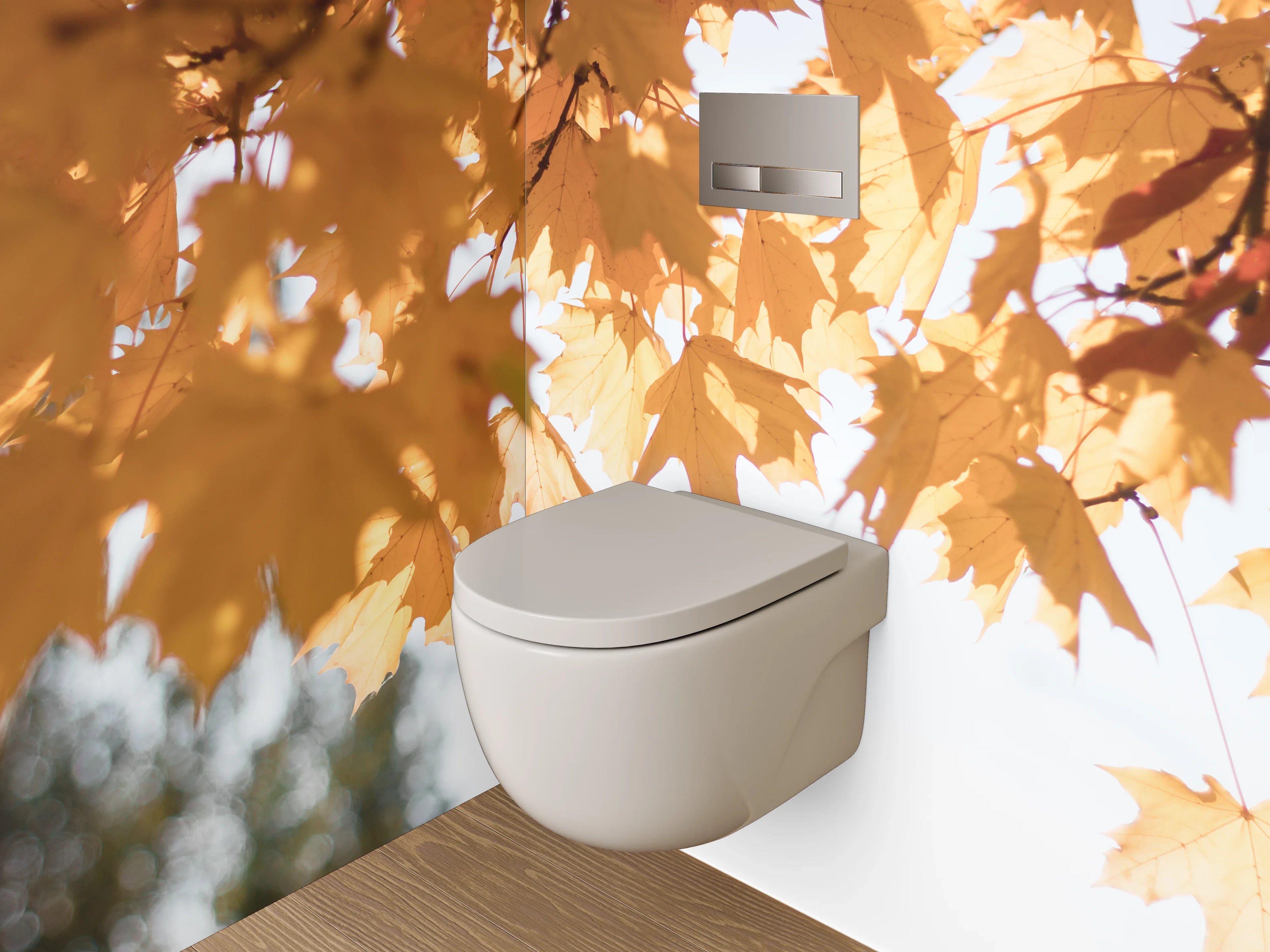 WC-Rückwand - Herbstliche Ahornblätter im Sonnenlicht