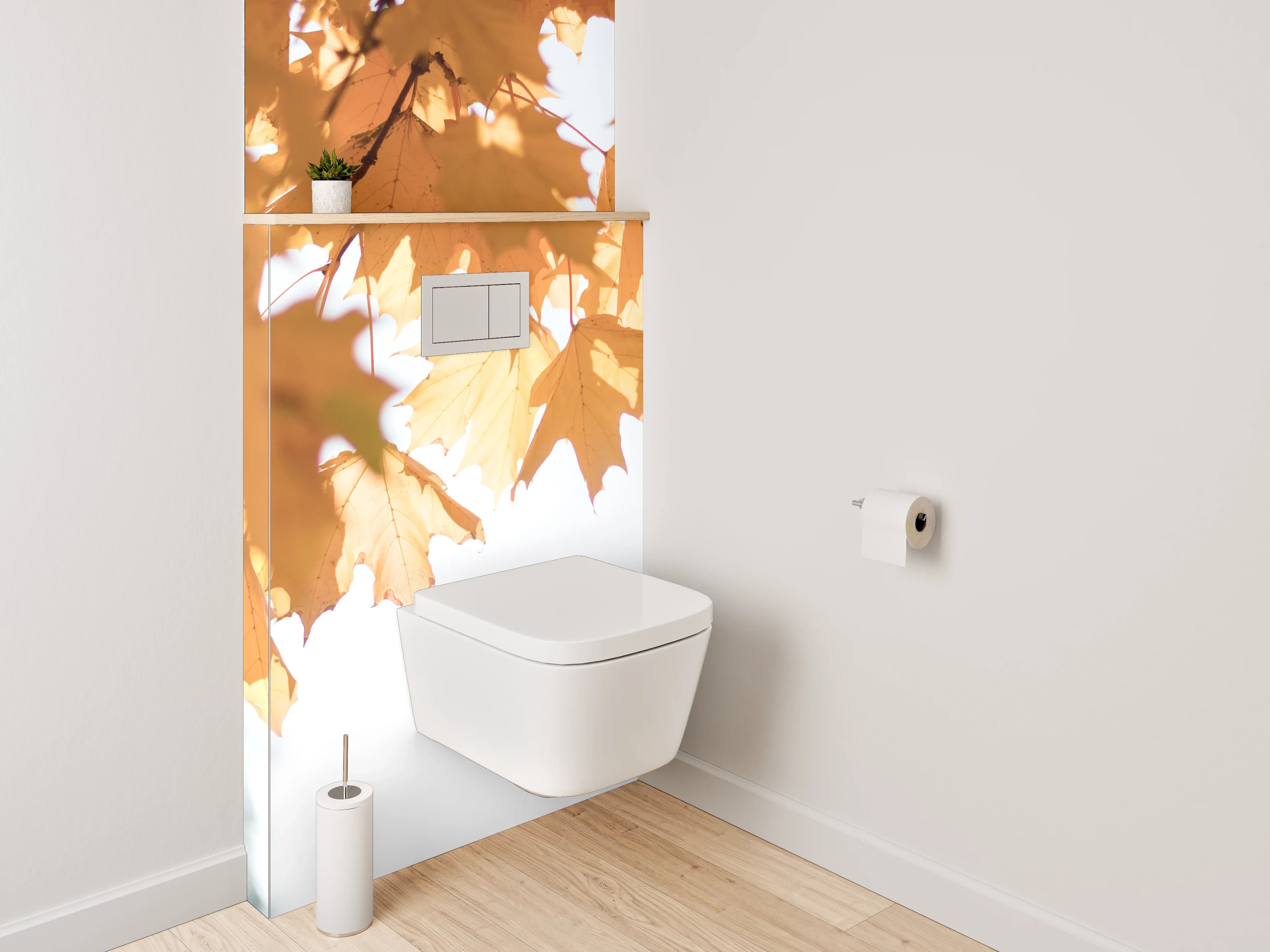 WC-Rückwand - Herbstliche Ahornblätter im Sonnenlicht